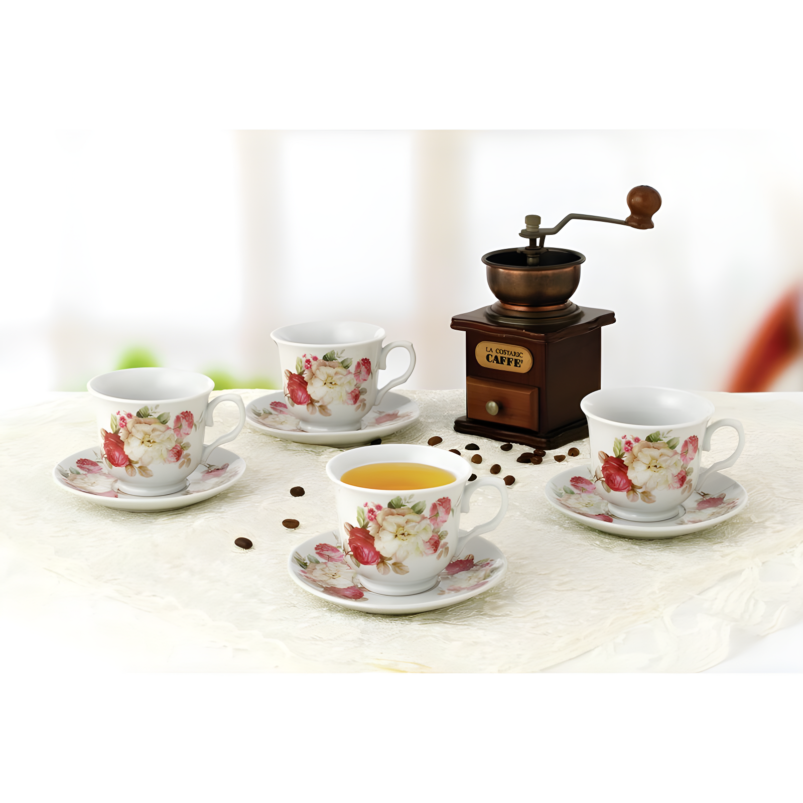 Lorren Home Trends 4 Piece Teacup & Saucer Set