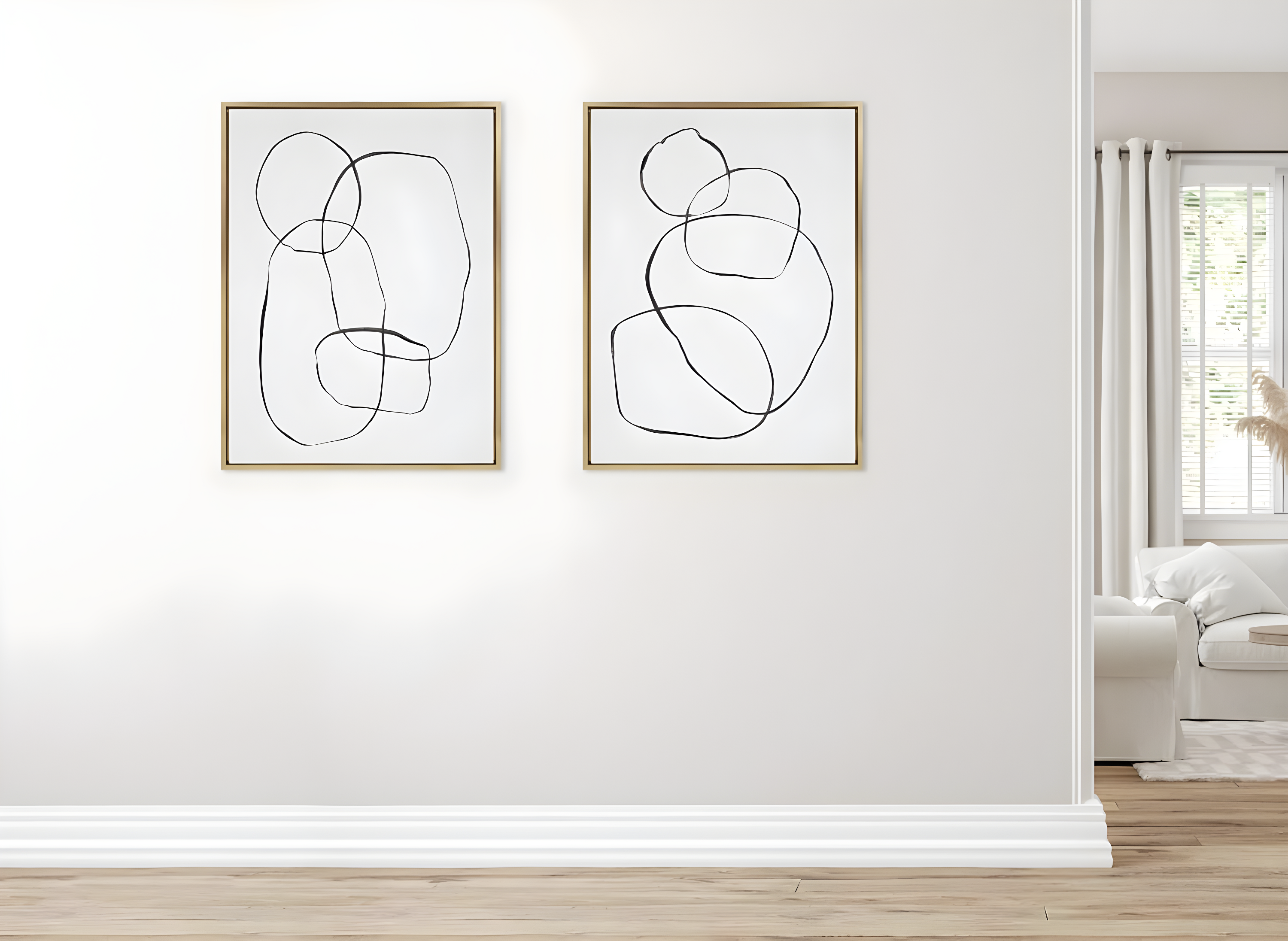 Kate & Laurel All Things Decor: 28"x38" Sylvie Abstract Canvas Art Set, Teju Reval Gold Frame