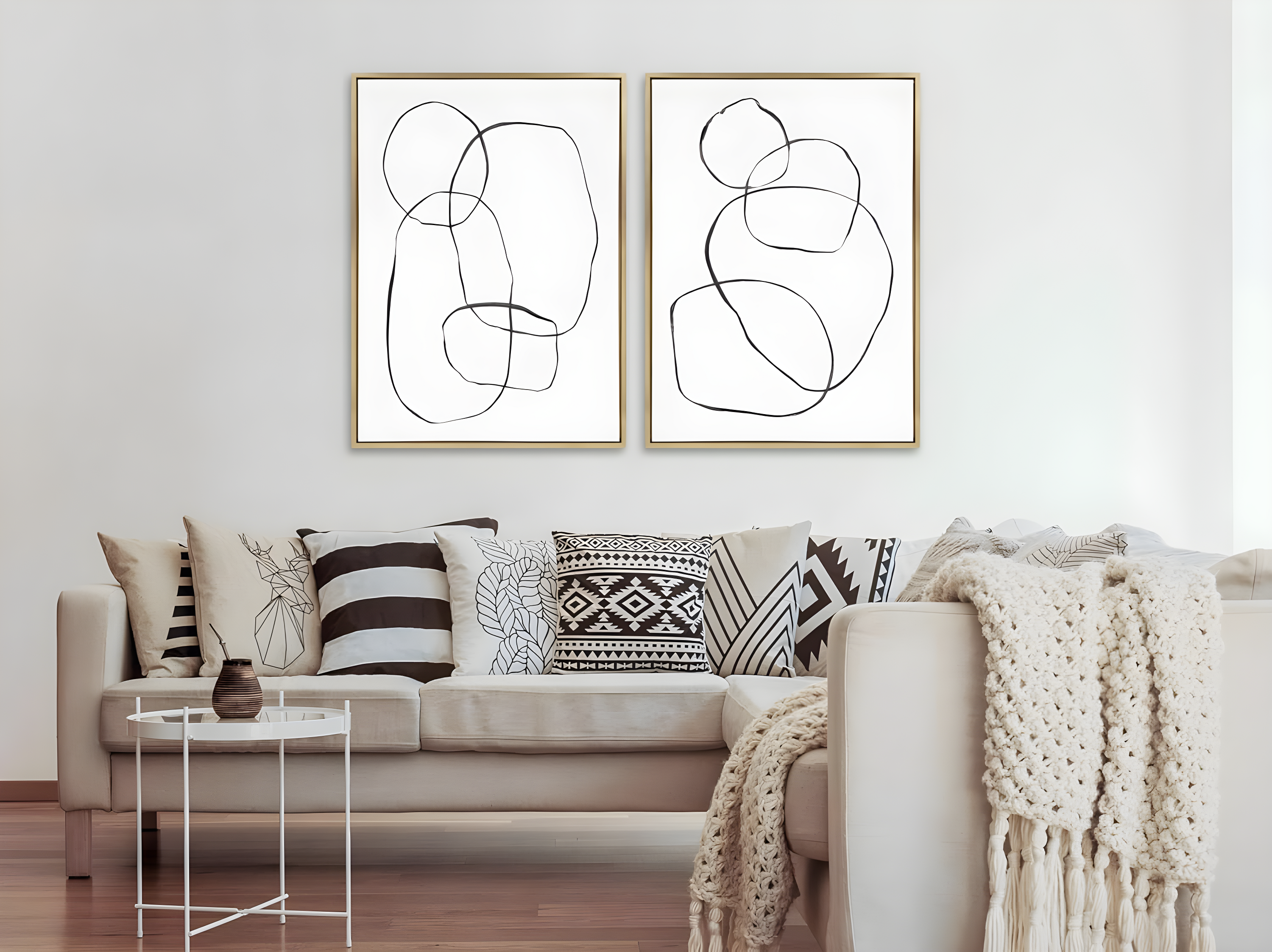 Kate & Laurel All Things Decor: 28"x38" Sylvie Abstract Canvas Art Set, Teju Reval Gold Frame