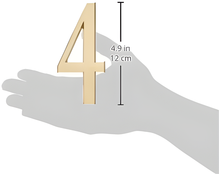 Whitehall Products DeSign-it Standard Plaque, 4.75” Number 4 Satin Brass