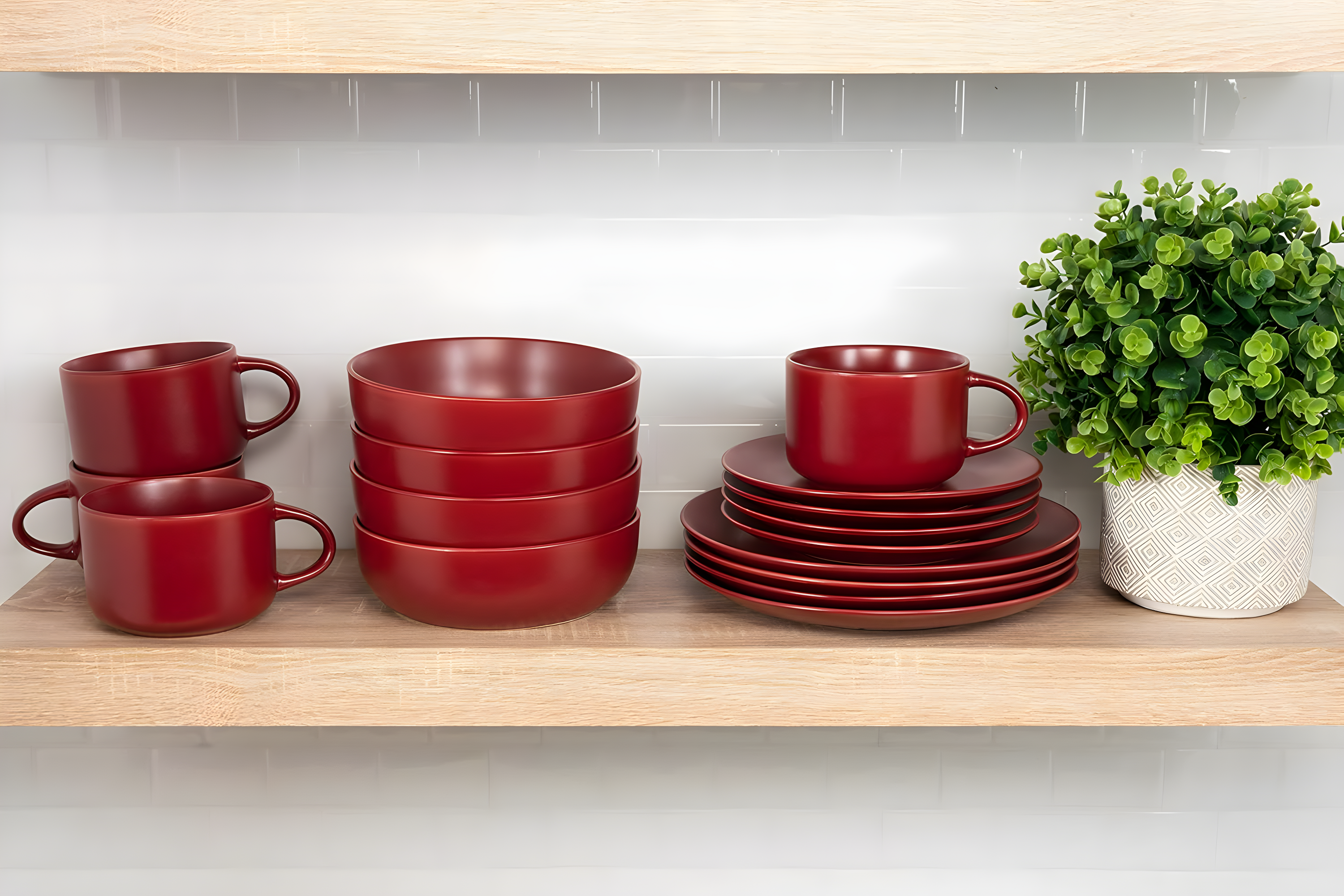 Ten Strawberry Street Wazee Matte 16 Piece Dinnerware Set, Service for 4