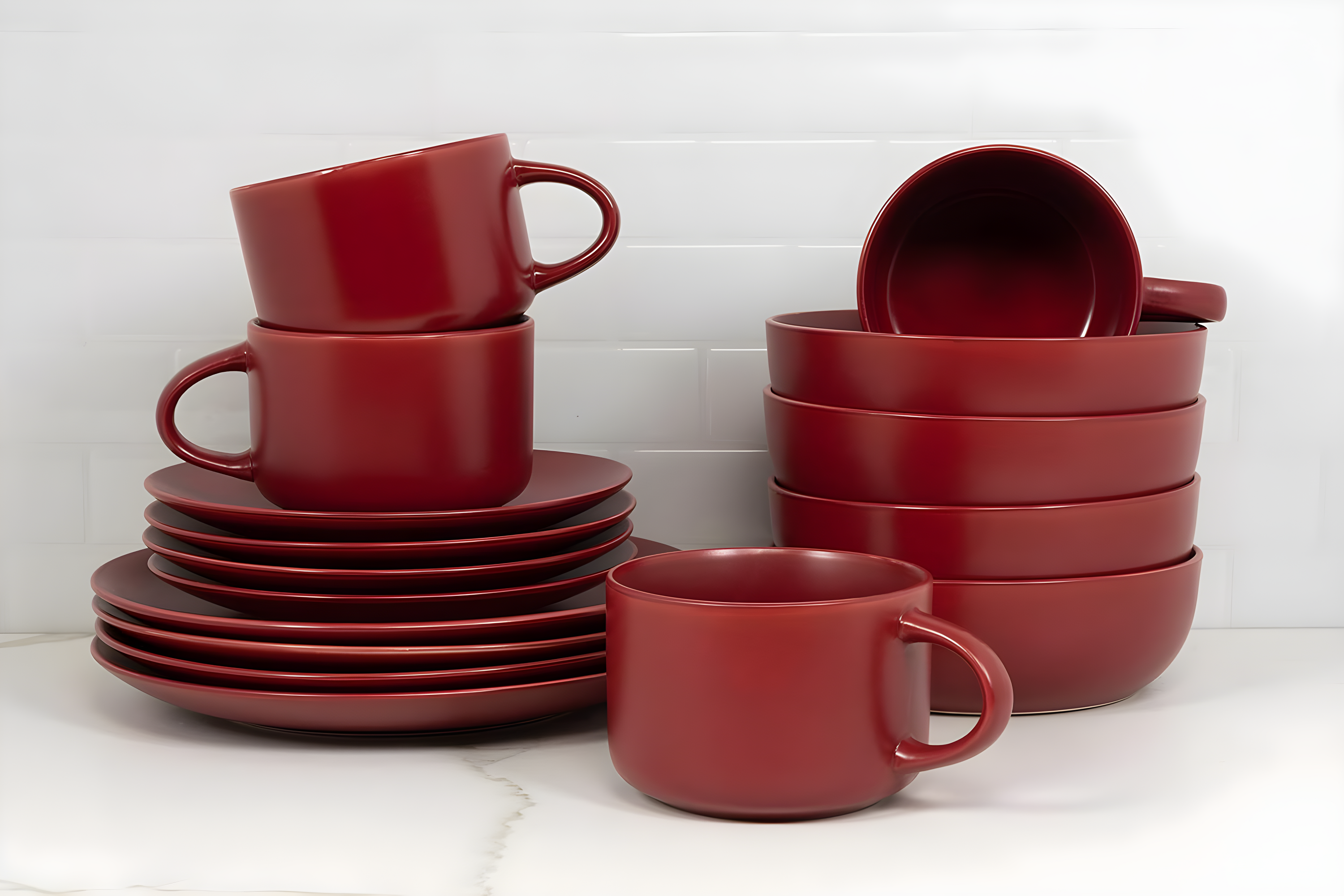 Ten Strawberry Street Wazee Matte 16 Piece Dinnerware Set, Service for 4