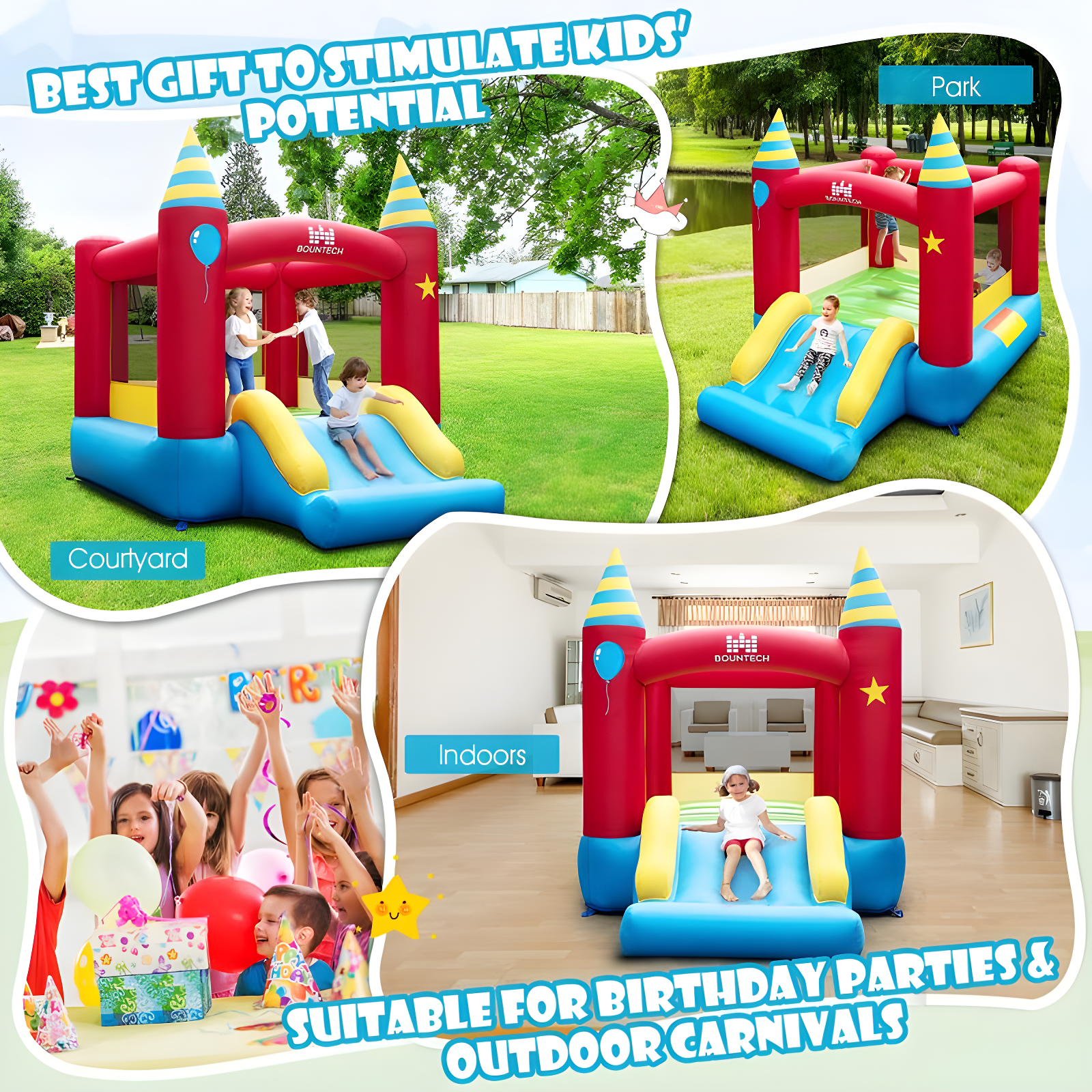 Costway Inflatable Bounce Castle Kids Jumping Bouncer Indoor Outdoor Blower Excluded