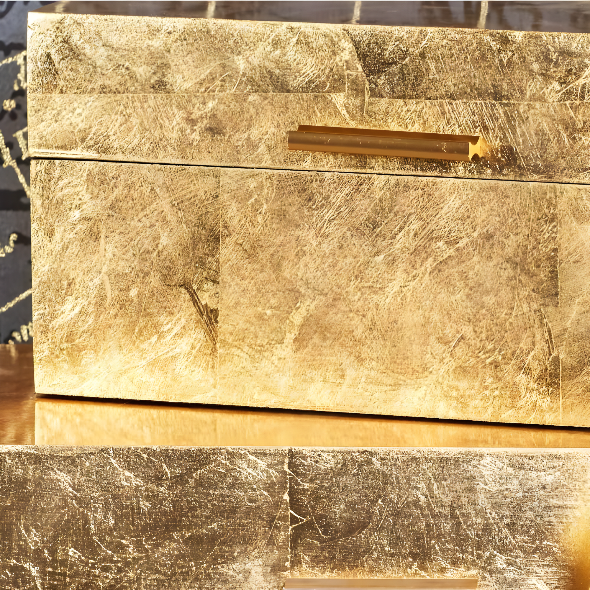CosmoLiving by Cosmopolitan Wooden Decorative Box with Textured Foiled Exterior Set