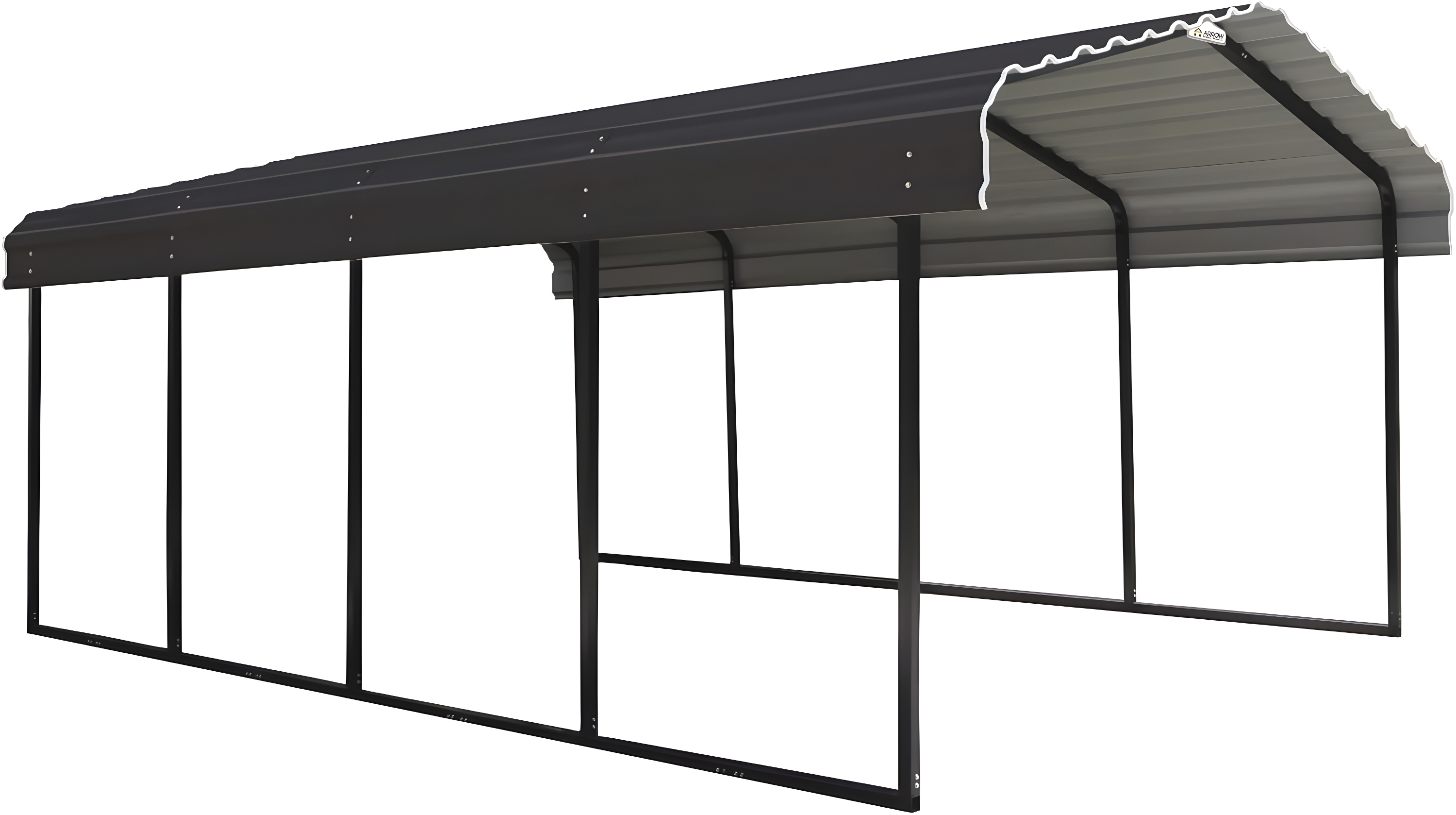 Steel Carport, 12 ft. x 20 ft. x 7 ft. Galvanized Black/Charcoal