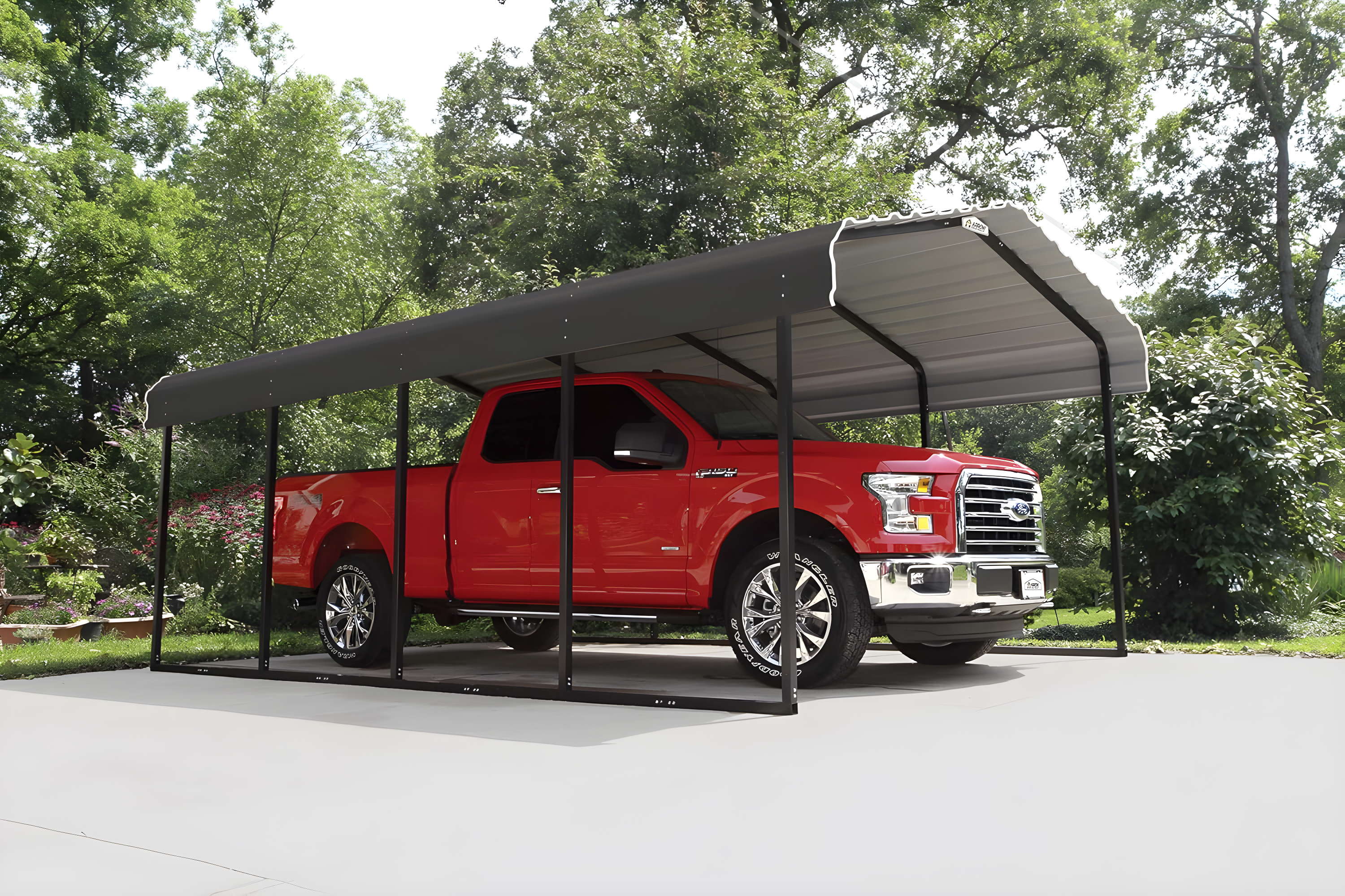 Steel Carport, 12 ft. x 20 ft. x 7 ft. Galvanized Black/Charcoal