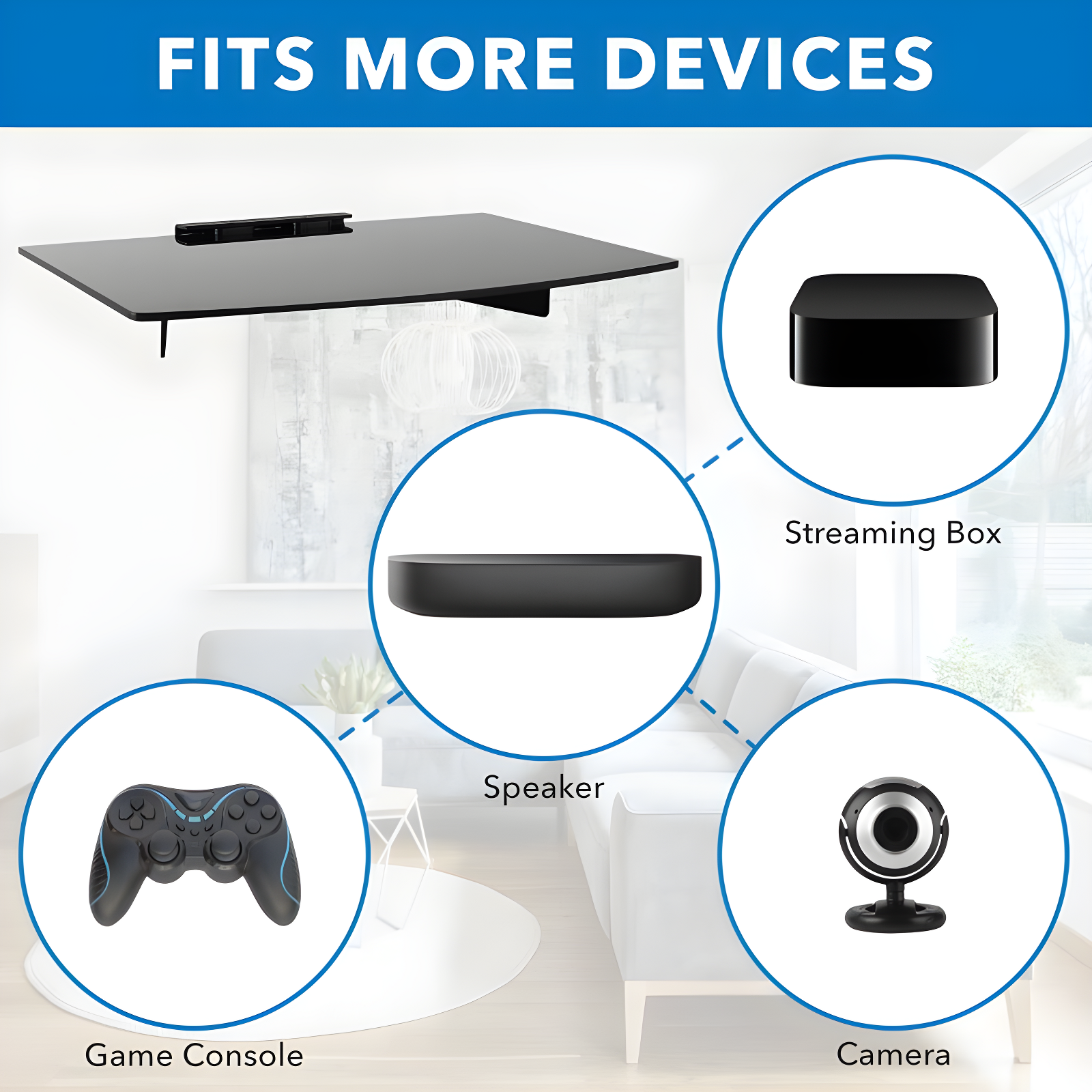 Mount-It! Tempered Glass Cable Box Wall Mount Shelves for AV, Electronic Components, Gaming Consoles