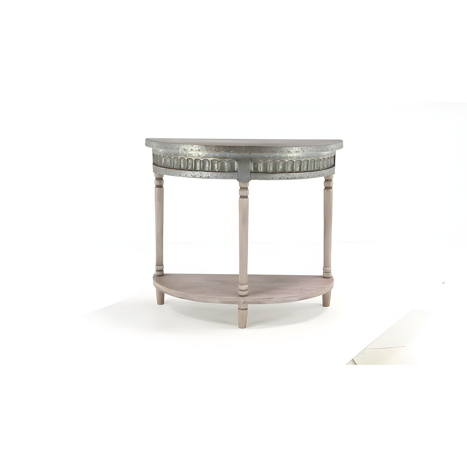 Traditional Half Round Side Table Beige - Olivia & May: Sturdy Iron Entryway Console with Shelf