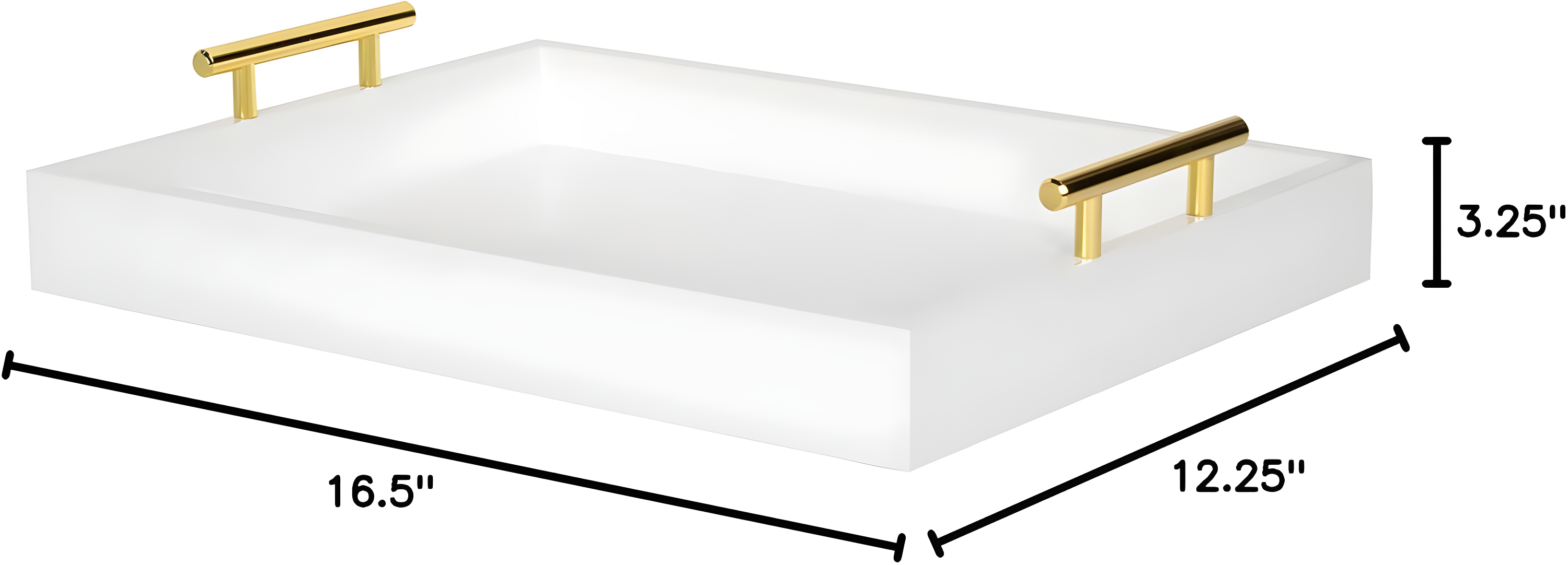 Kate and Laurel Lipton Tray, 16.5x12.25, White and Gold