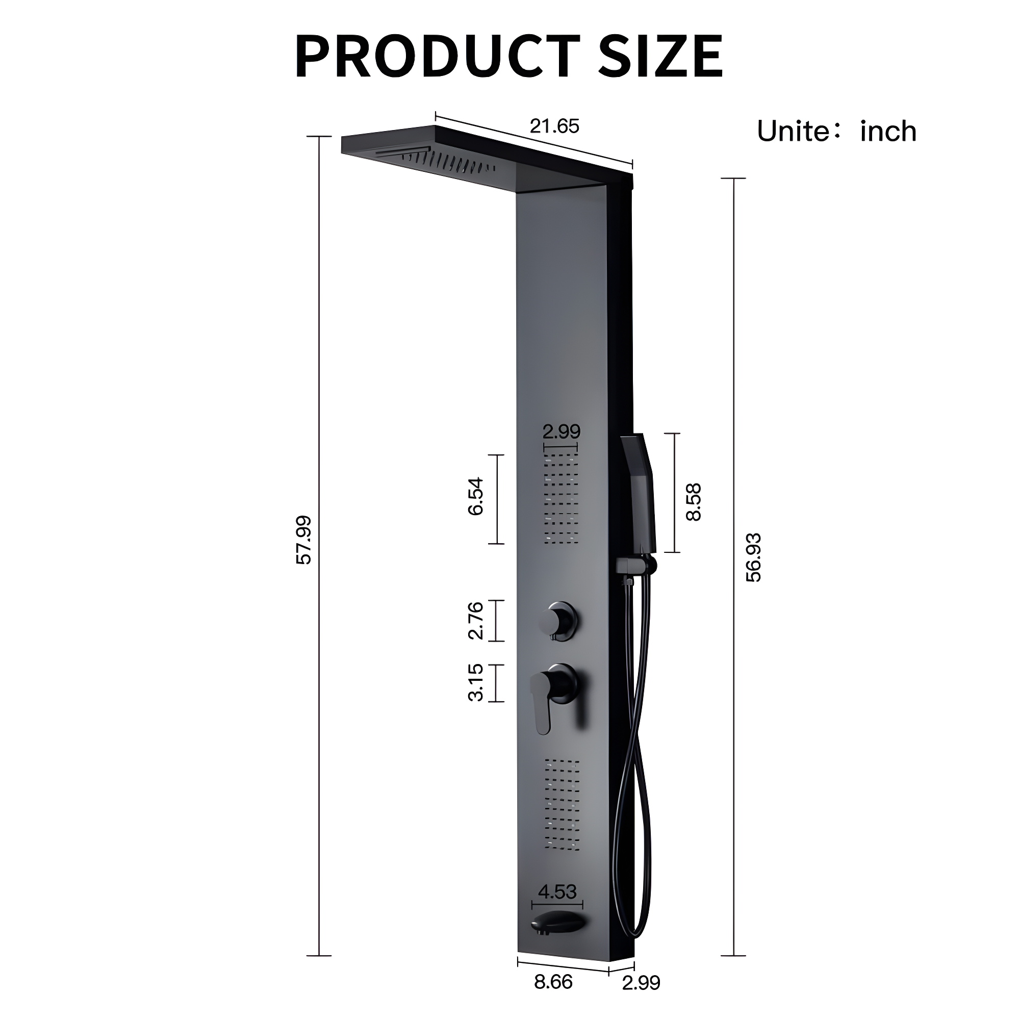 57.99'' Shower Panel with Fixed Shower Head