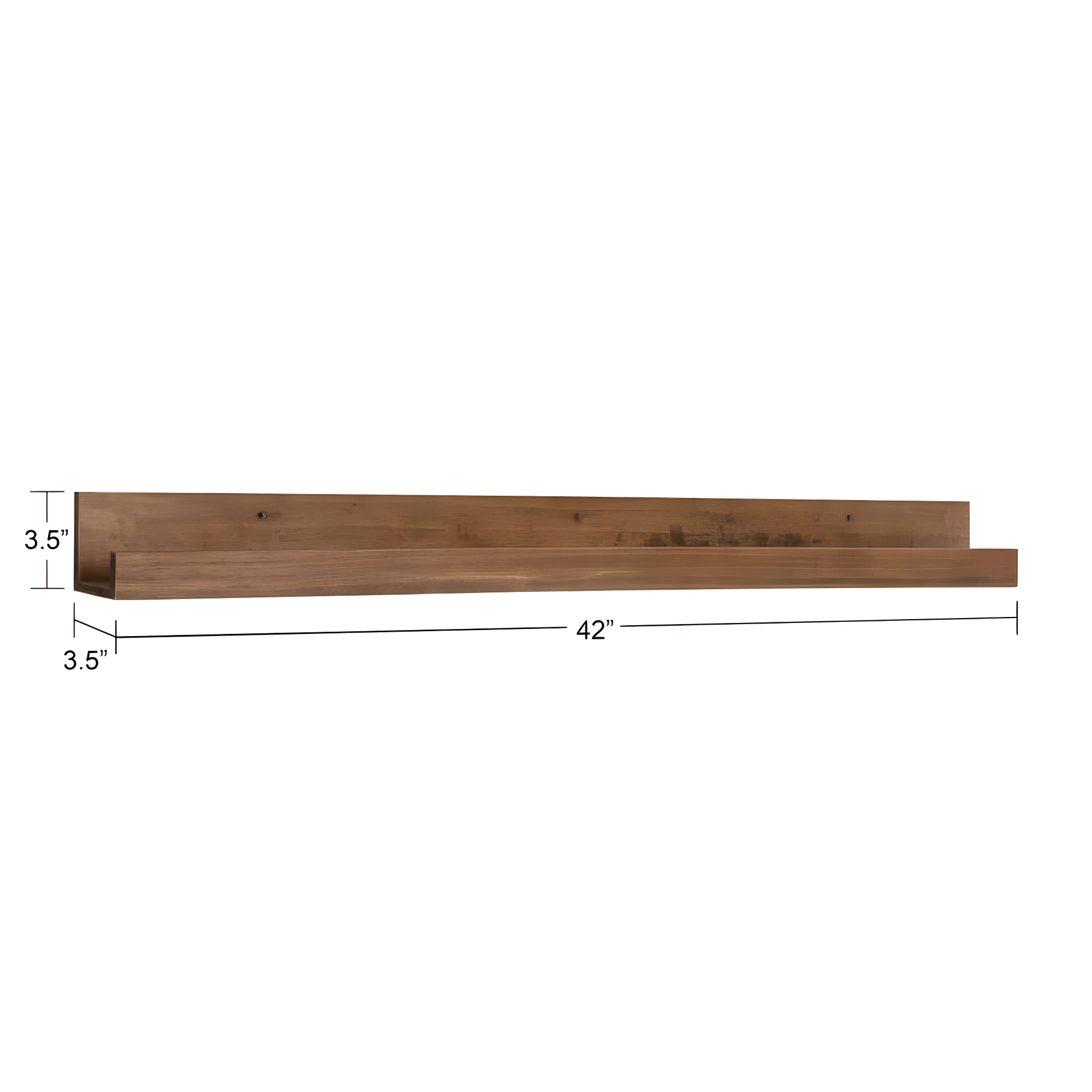 42" Levie Wooden Picture Ledge Wall Shelf Rustic Brown - Kate & Laurel All Things Decor: Modern Display, No Assembly Required