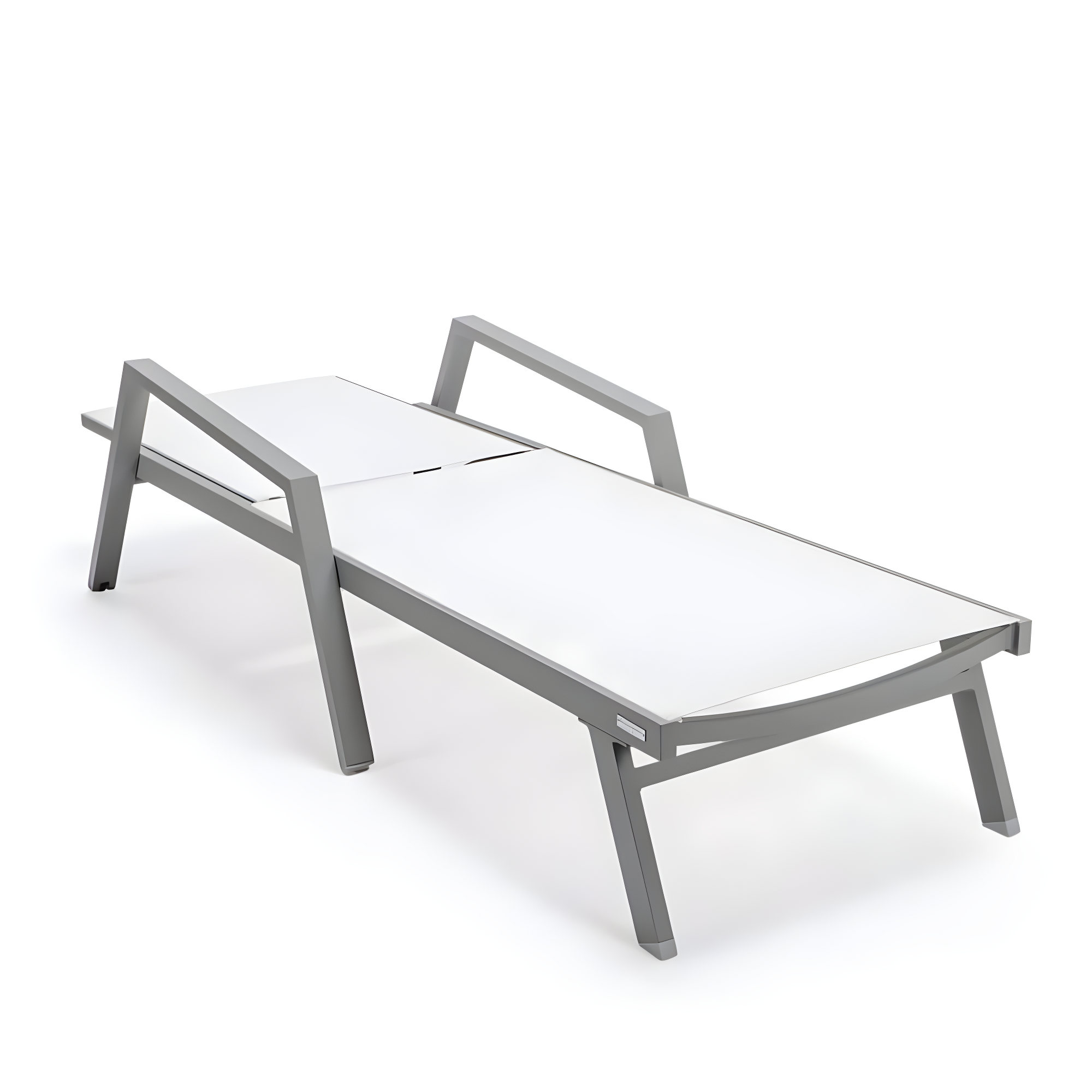 LeisureMod Outdoor Powder Coated Aluminum Chaise Lounge Set with Table (Set of 2)