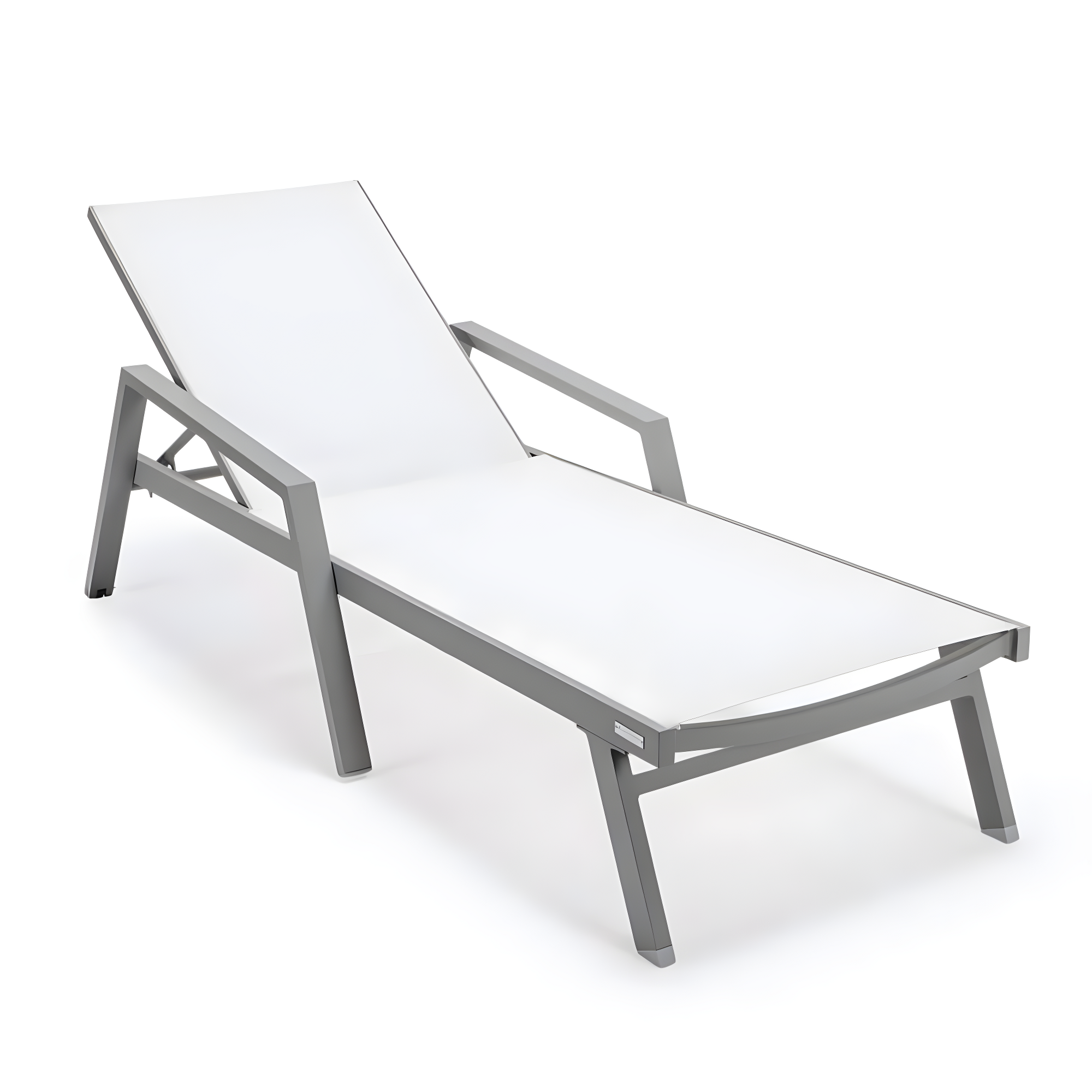 LeisureMod Outdoor Powder Coated Aluminum Chaise Lounge Set with Table (Set of 2)