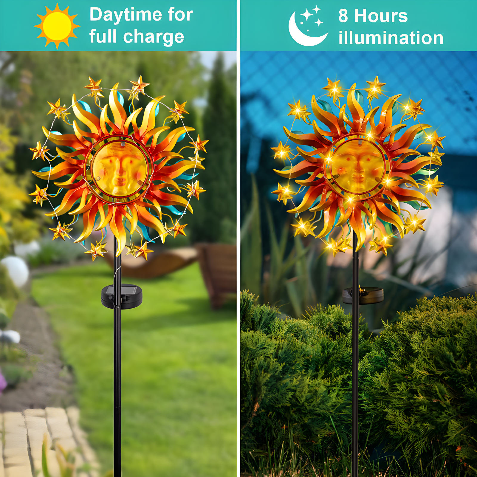 Arlmont & Co. 60.3 Inch 360° Metal Sun Wind Sculptures Outdoor Clearance Kinetic Windmills