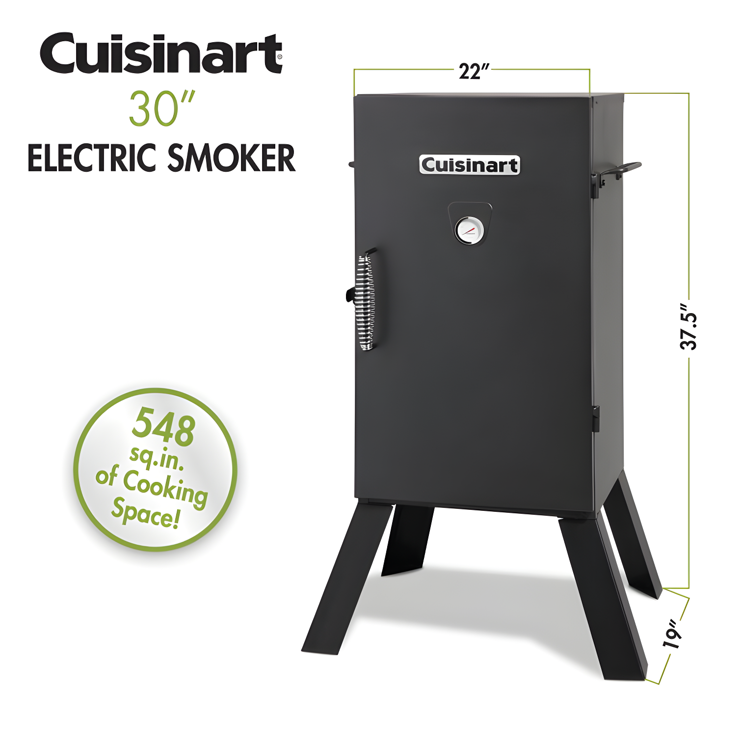 Cuisinart 30-In. Vertical Analog Electric Smoker with 548-Sq.In. Cooking Space in Black