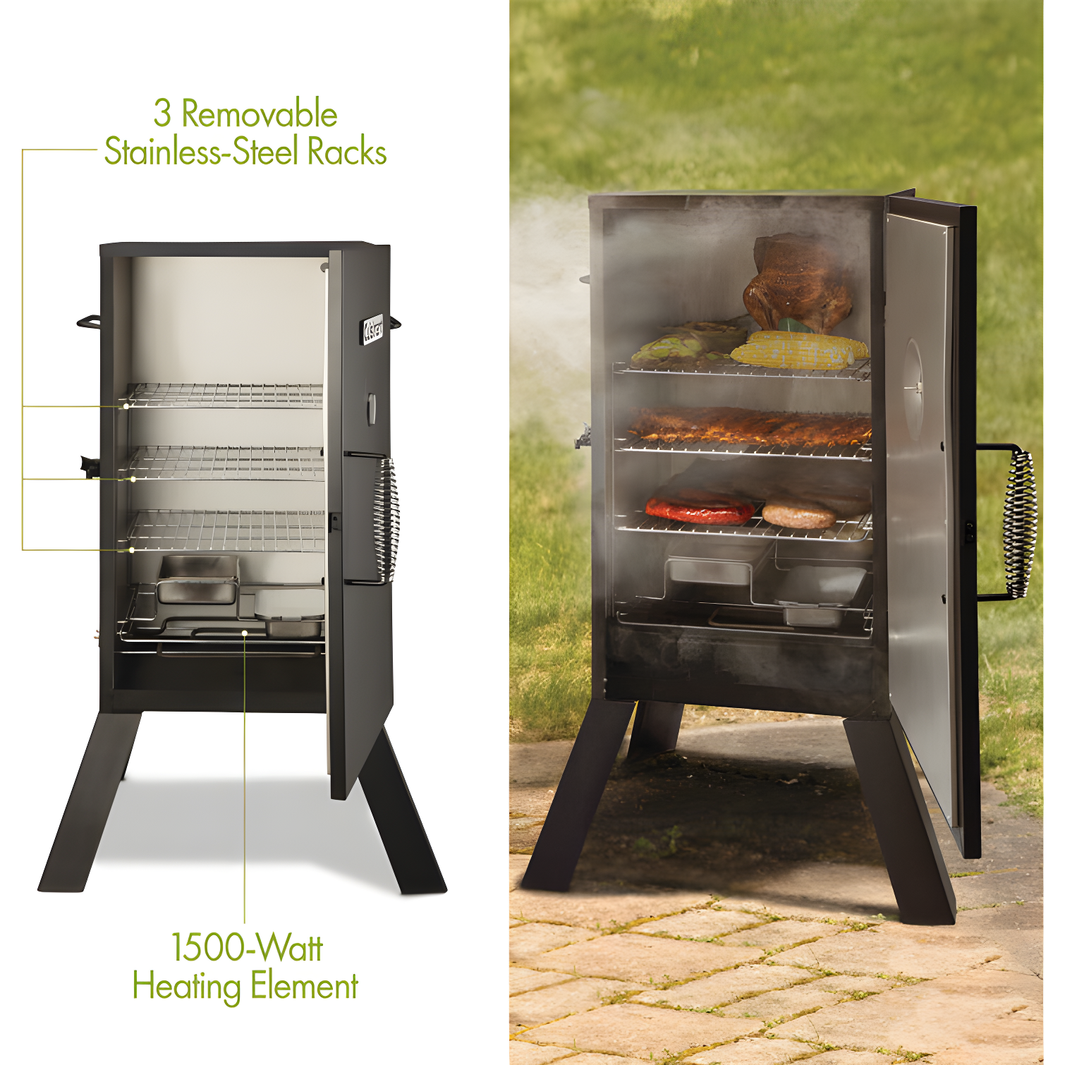 Cuisinart 30-In. Vertical Analog Electric Smoker with 548-Sq.In. Cooking Space in Black