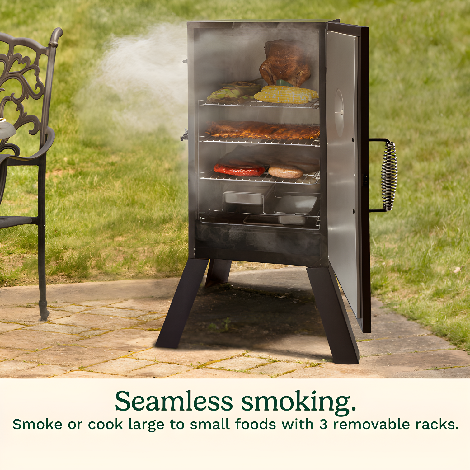 Cuisinart 30-In. Vertical Analog Electric Smoker with 548-Sq.In. Cooking Space in Black
