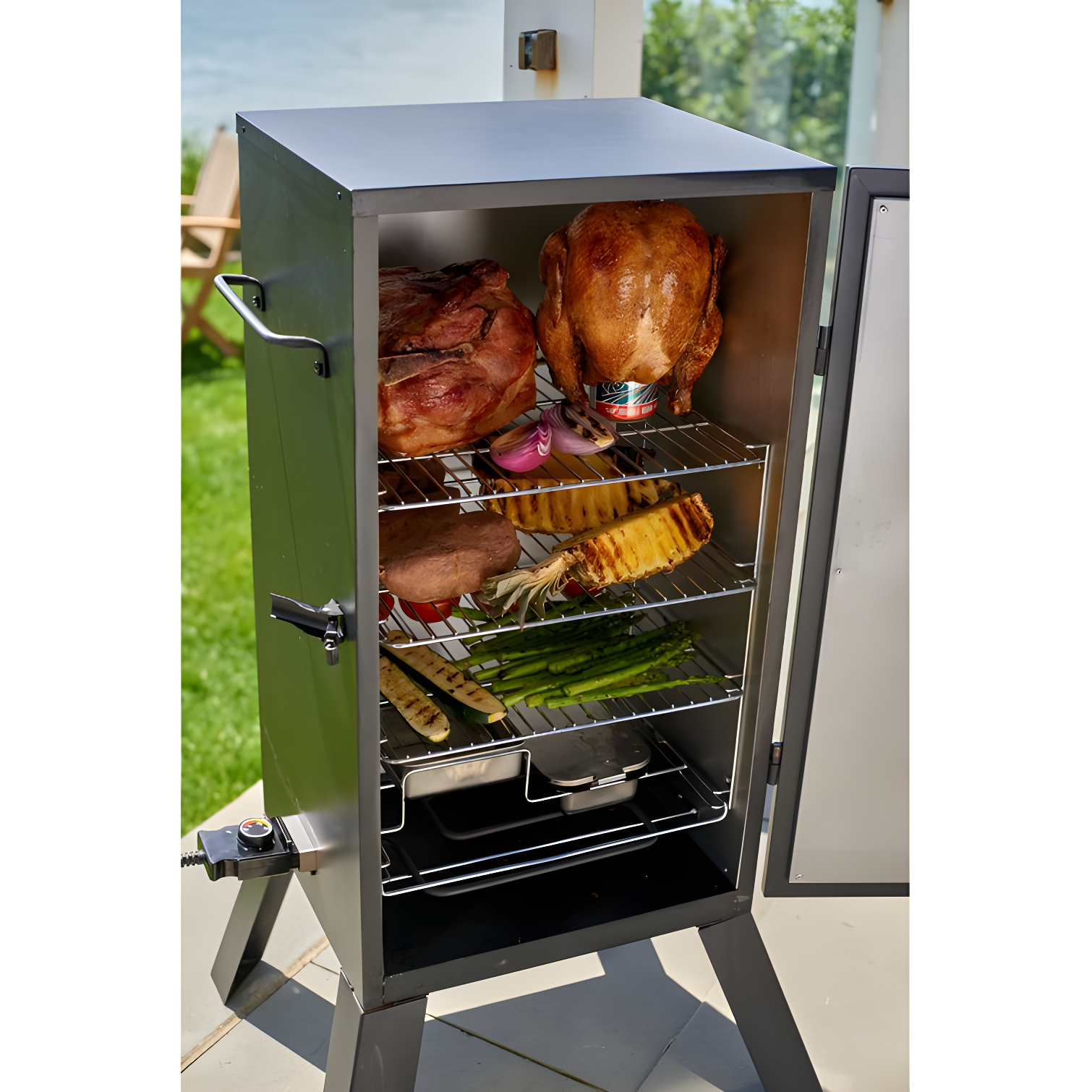 Cuisinart 30-In. Vertical Analog Electric Smoker with 548-Sq.In. Cooking Space in Black