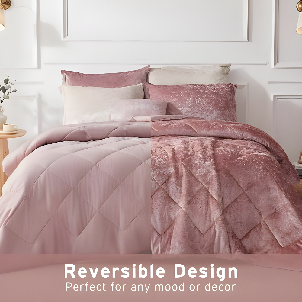 Felicia Crushed Velvet Comforter Set with Throw Pillow