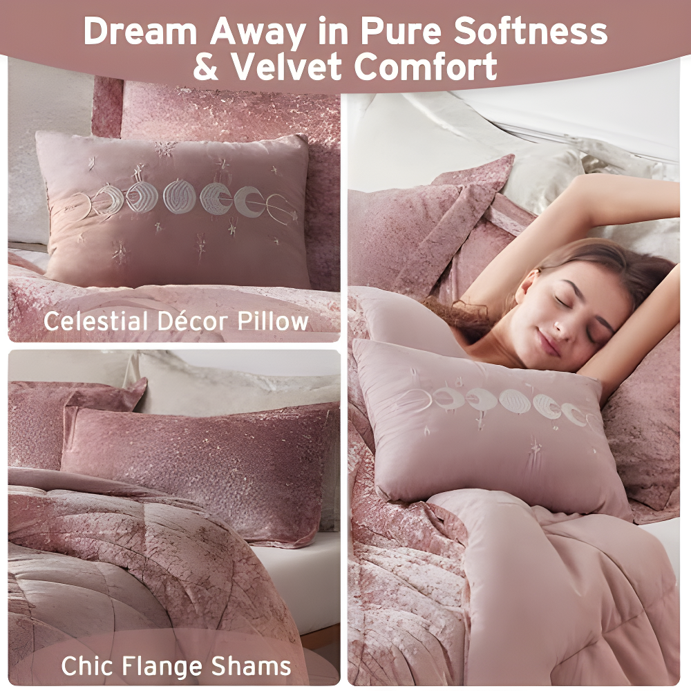 Felicia Crushed Velvet Comforter Set with Throw Pillow