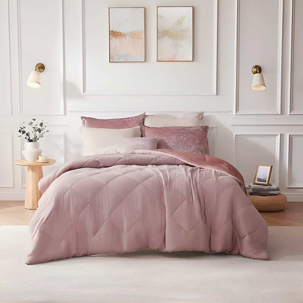 Felicia Crushed Velvet Comforter Set with Throw Pillow