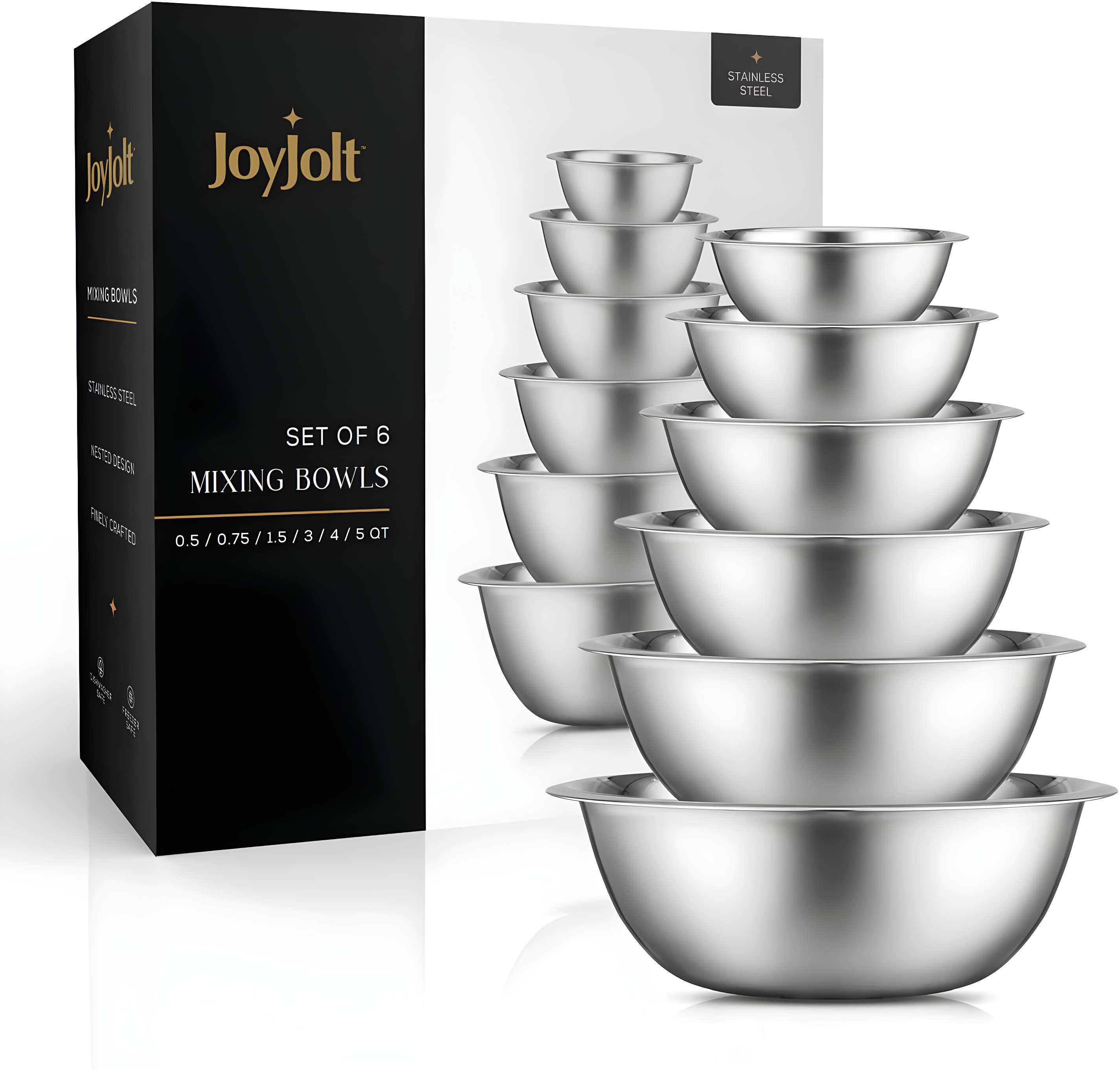 JoyJolt Joyjolt Stainless Steel Mixing Bowl, Set Of 6