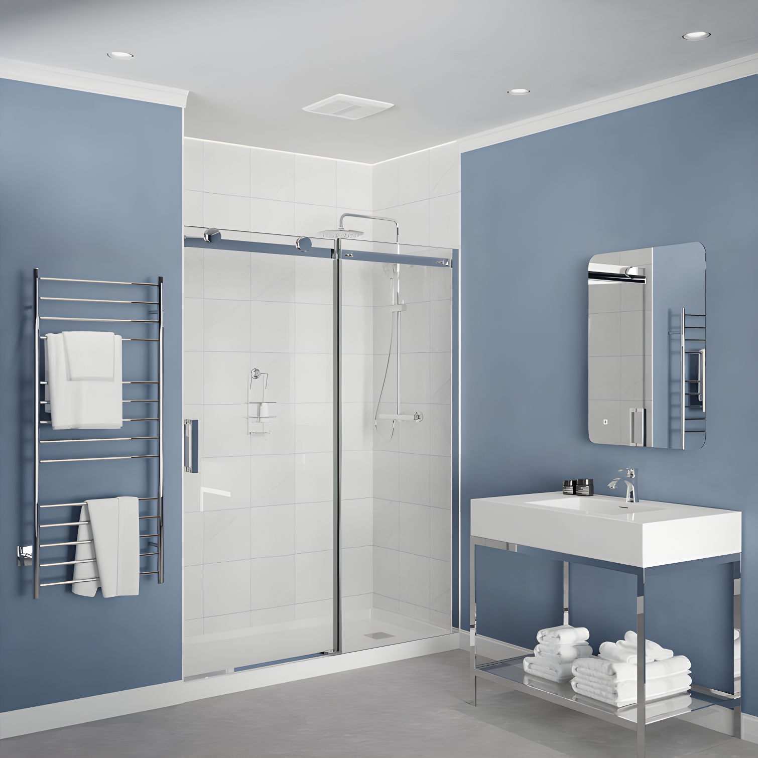 ANZZI 110 CFM 1.3 Sones Super Quiet Square Grill Ceiling Mount Sturdy 26 Watt Bathroom Exhaust Fan With Built-In LED Light Energy Star Rated