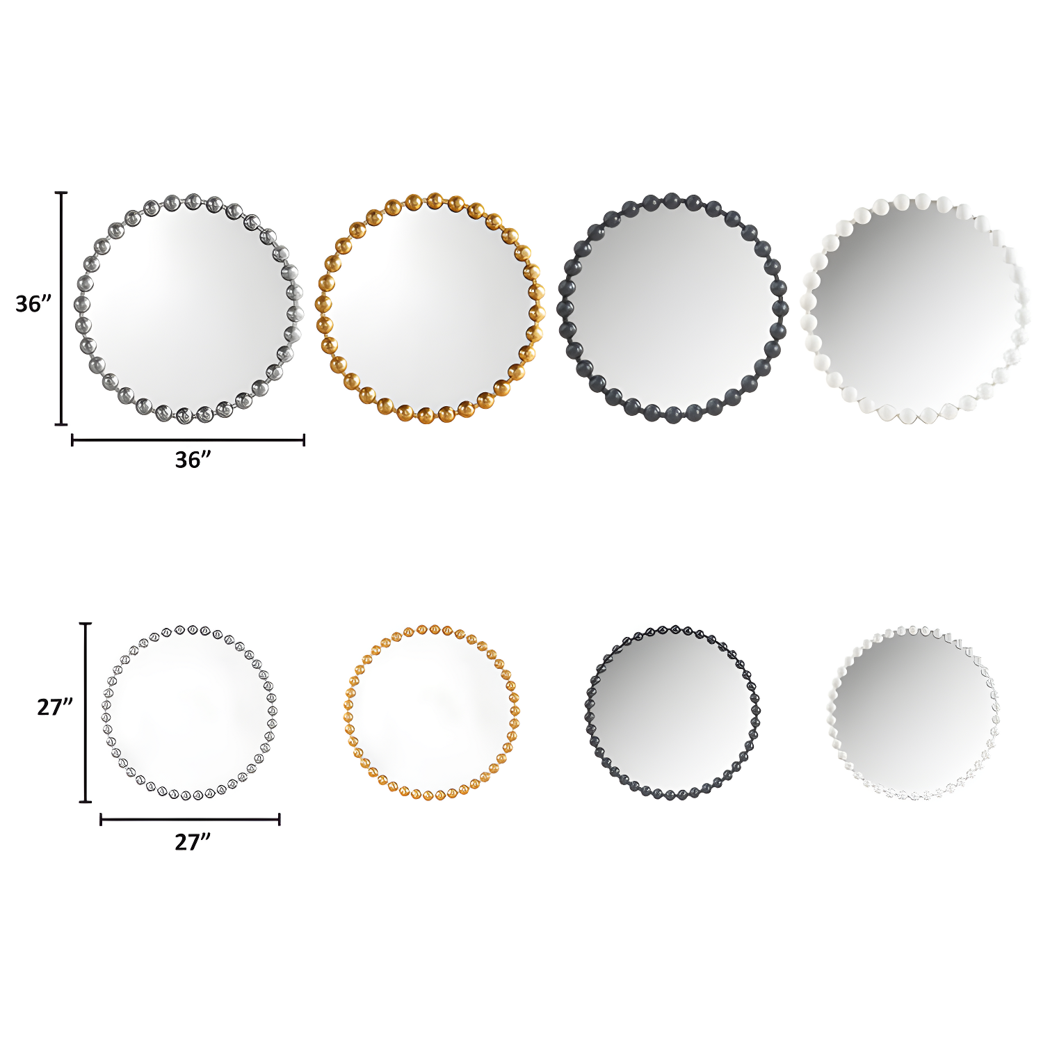 Marlowe Beaded Round Metal Wall Mirror