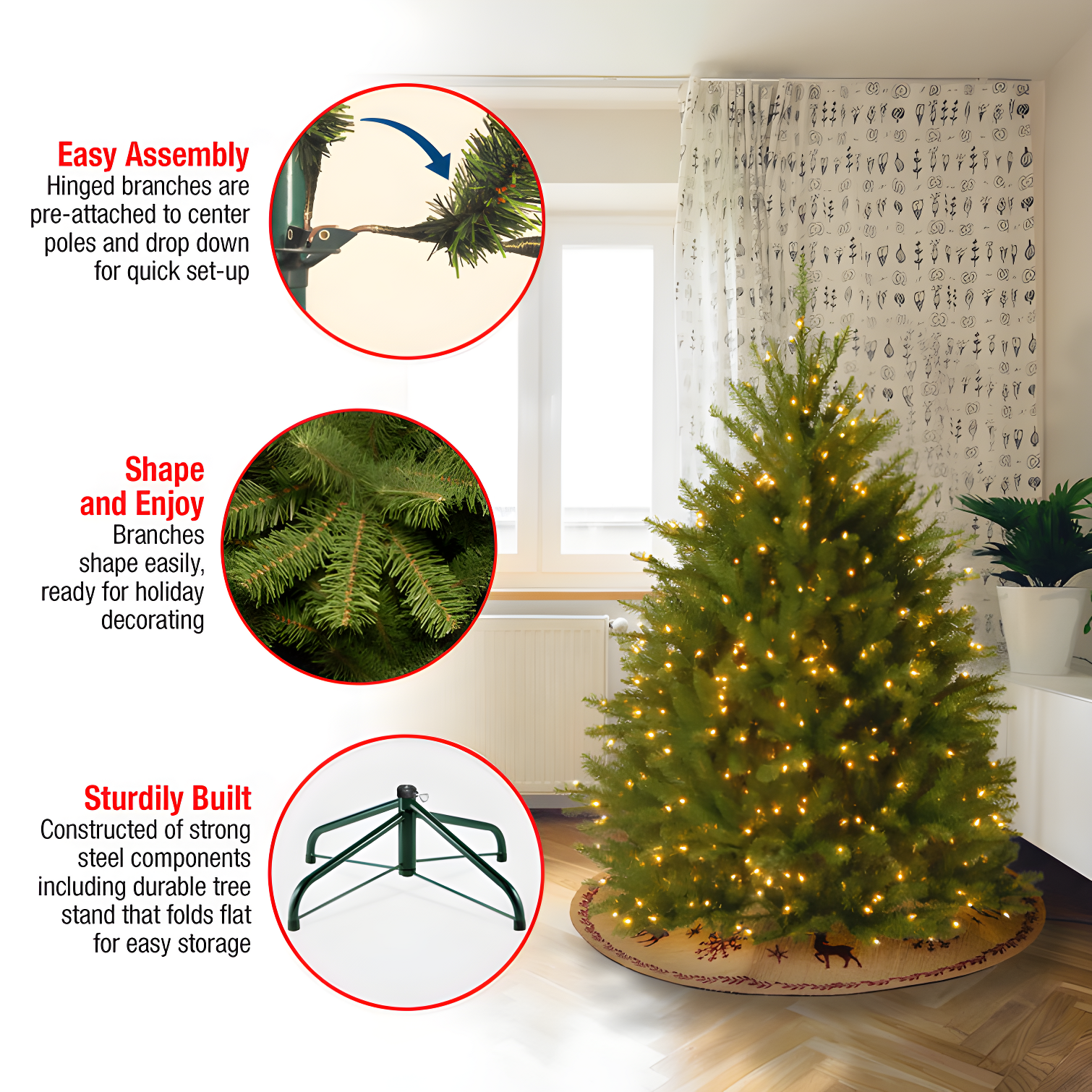 The Holiday Aisle® Dunhill Fir Tree with Clear Lights