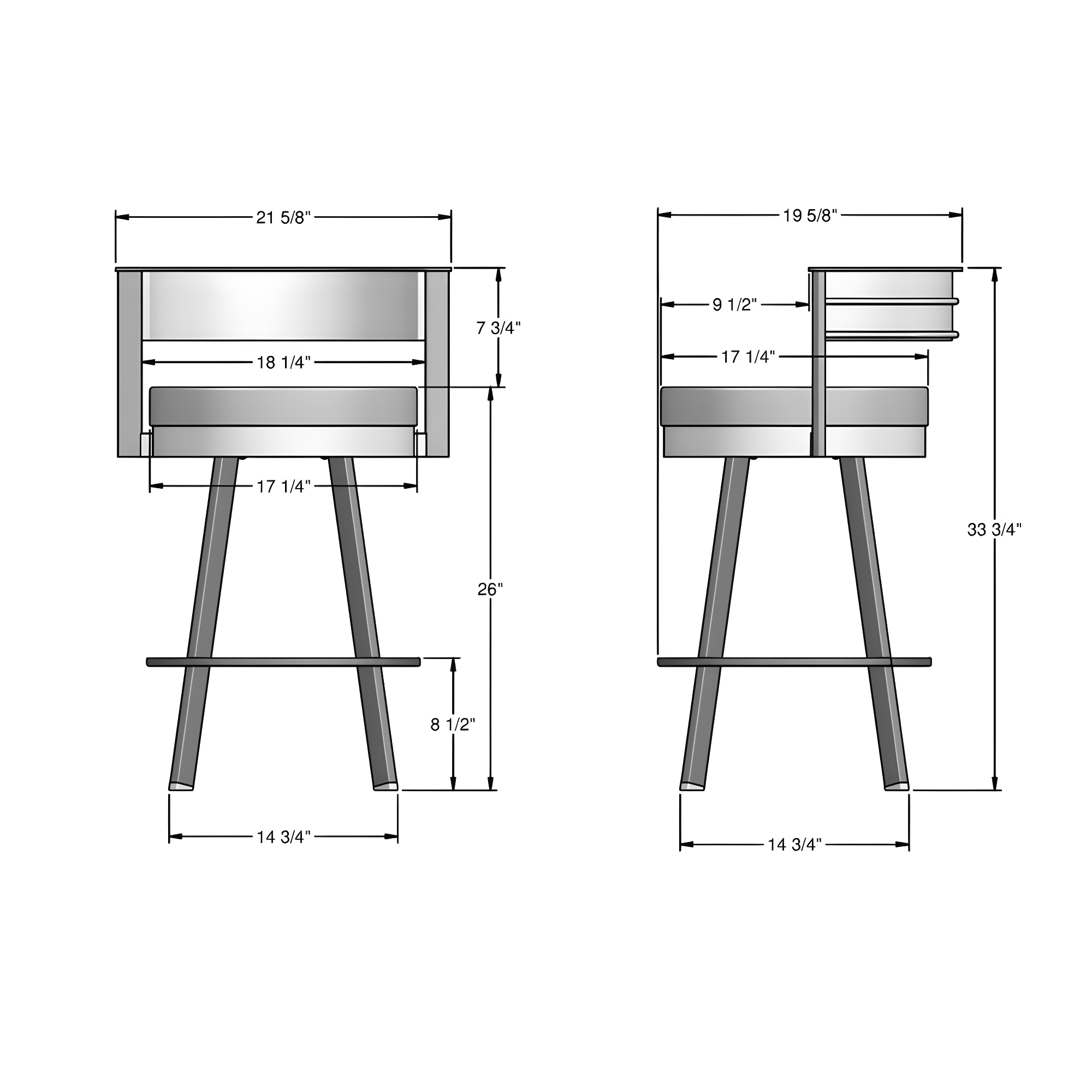 Amisco Browser Upholstered Counter Height Barstool Gray: Oval Back, Polyester, Steel Frame, 300 lbs Capacity