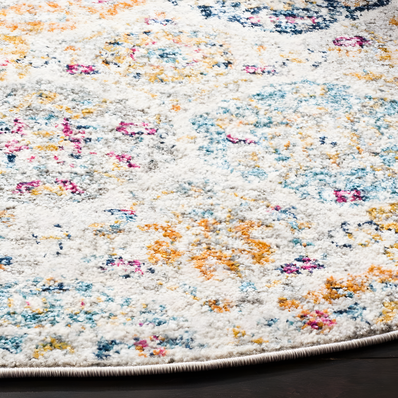 Madison MAD611 Power Loomed Indoor Area Rug - Cream/Multi - 9' Round - Safavieh