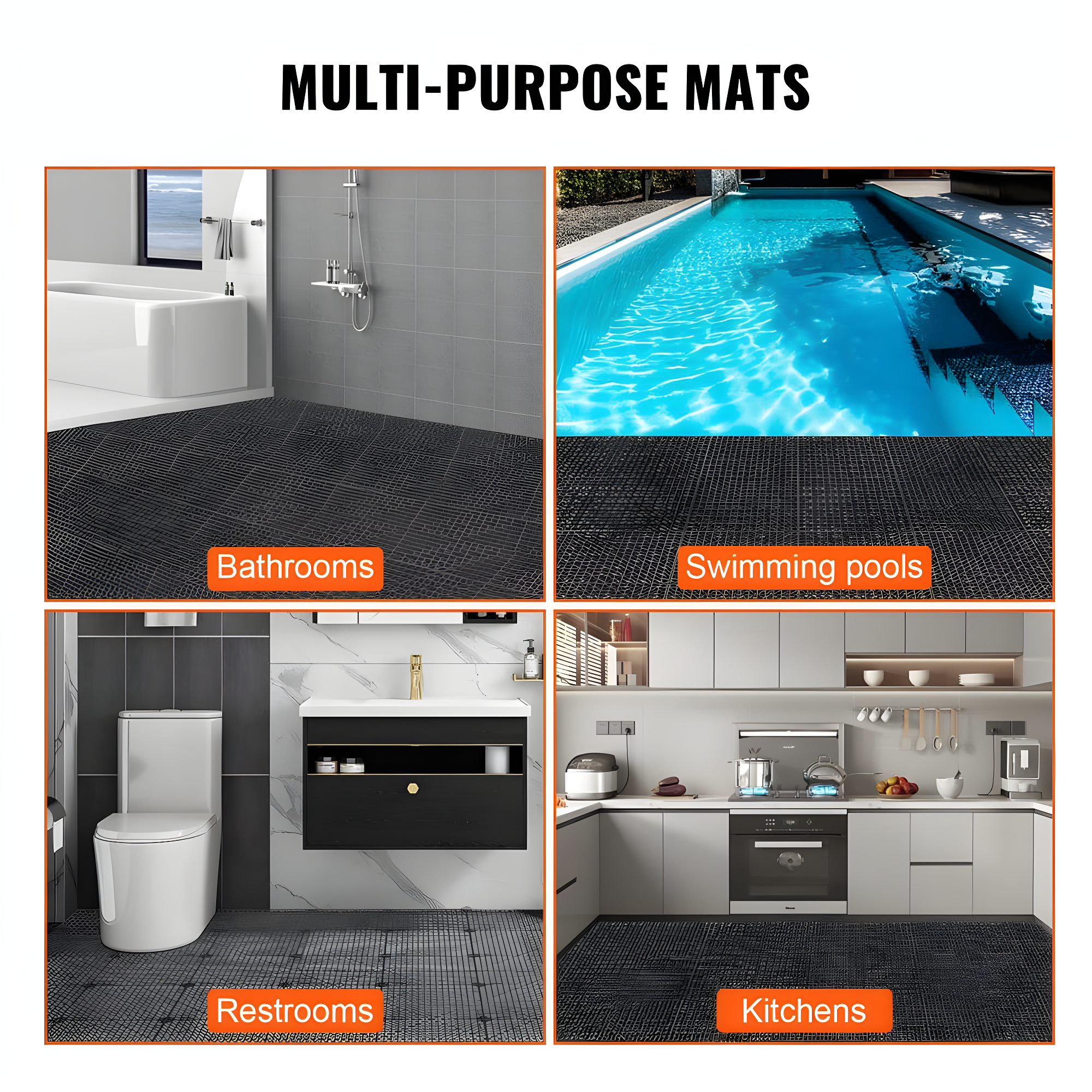 VEVOR VEVOR 12" X 12" Drainage Mats In Different Colors VEVOR 12'' W x 12'' L Garage Flooring Drain Tiles (Set of 55)