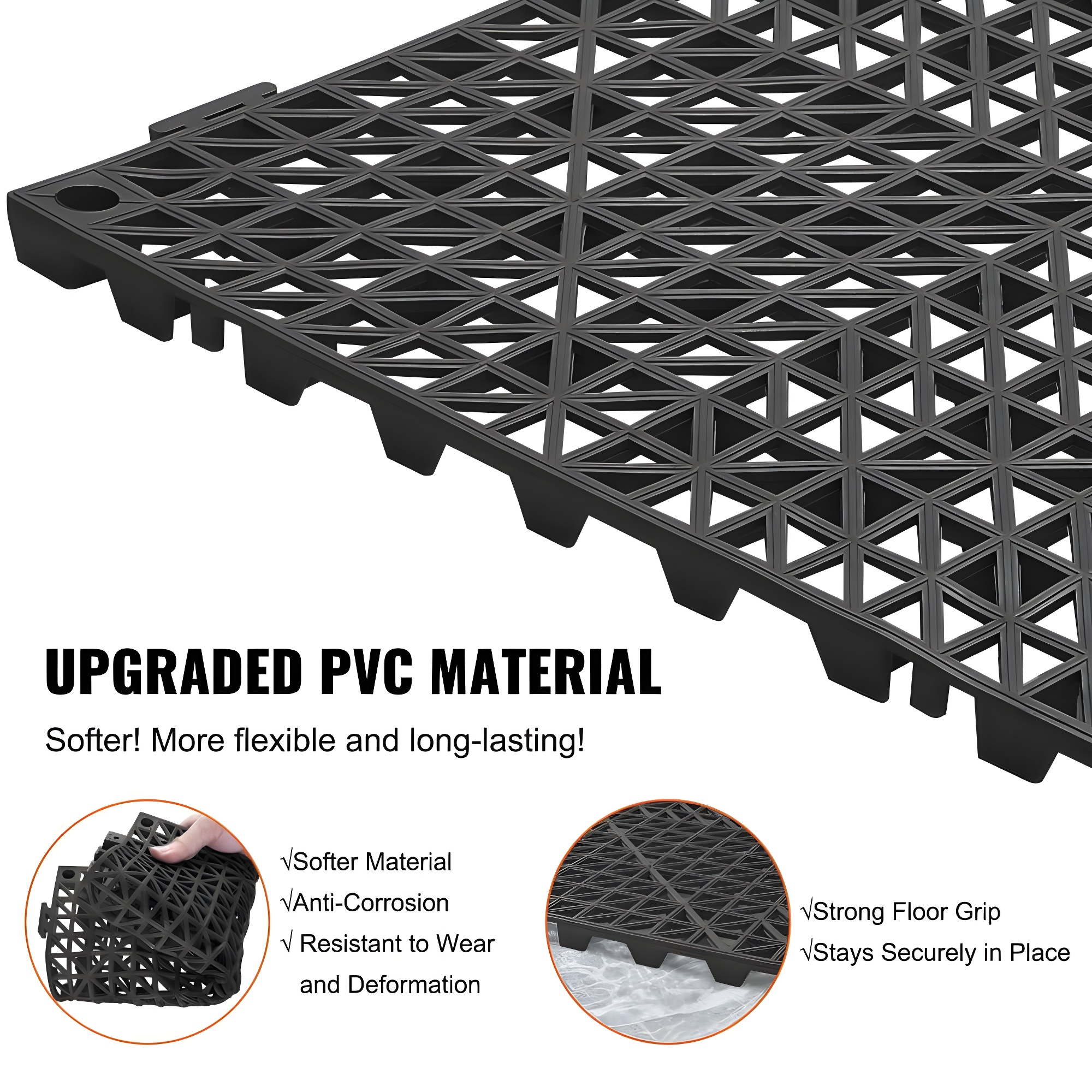VEVOR VEVOR 12" X 12" Drainage Mats In Different Colors VEVOR 12'' W x 12'' L Garage Flooring Drain Tiles (Set of 55)