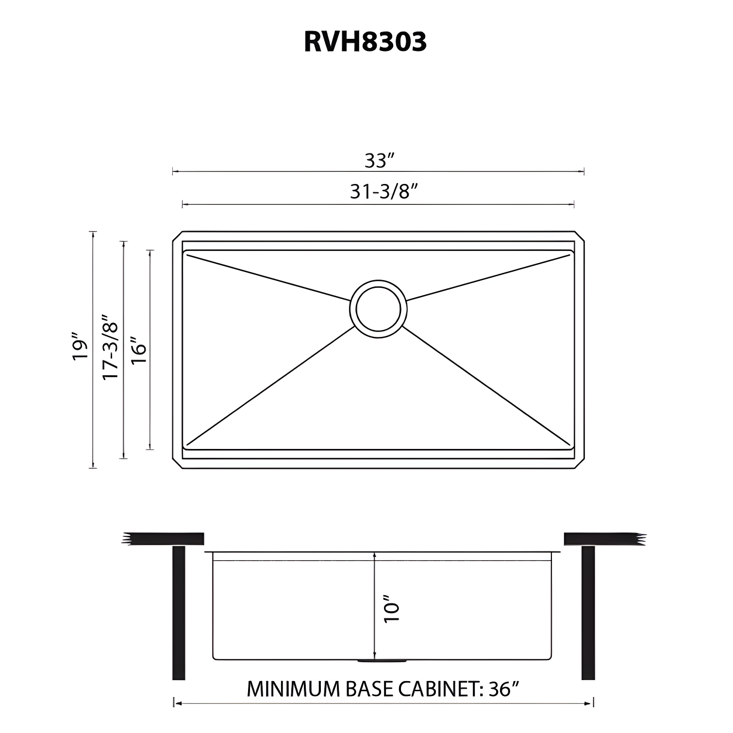 Ruvati RVH8303 Ruvati Workstation Undermount 16 Gauge Stainless Steel Kitchen Sink Single Bowl
