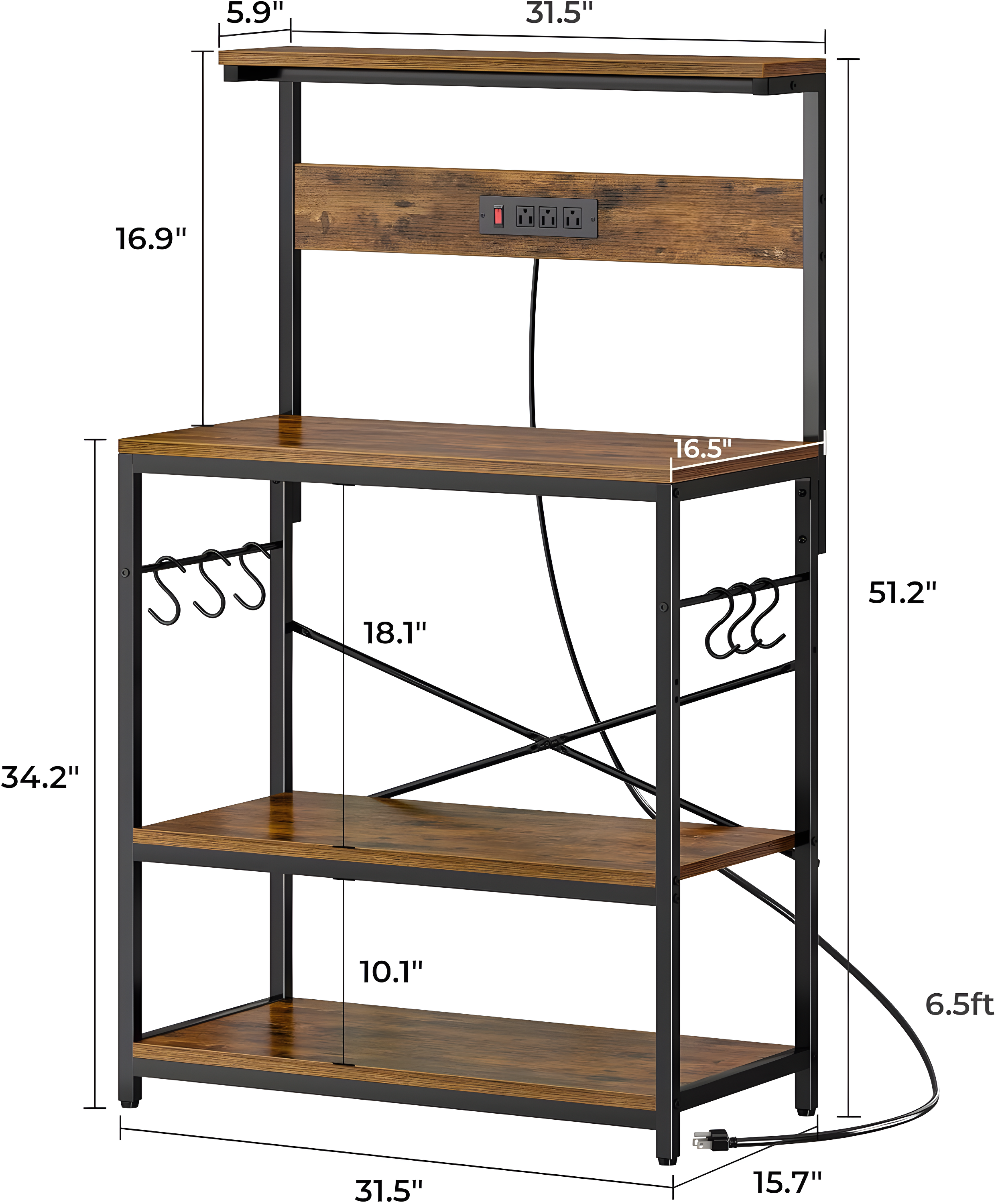 Quintano 31.5'' Baker's Rack with Microwave Compatibility
