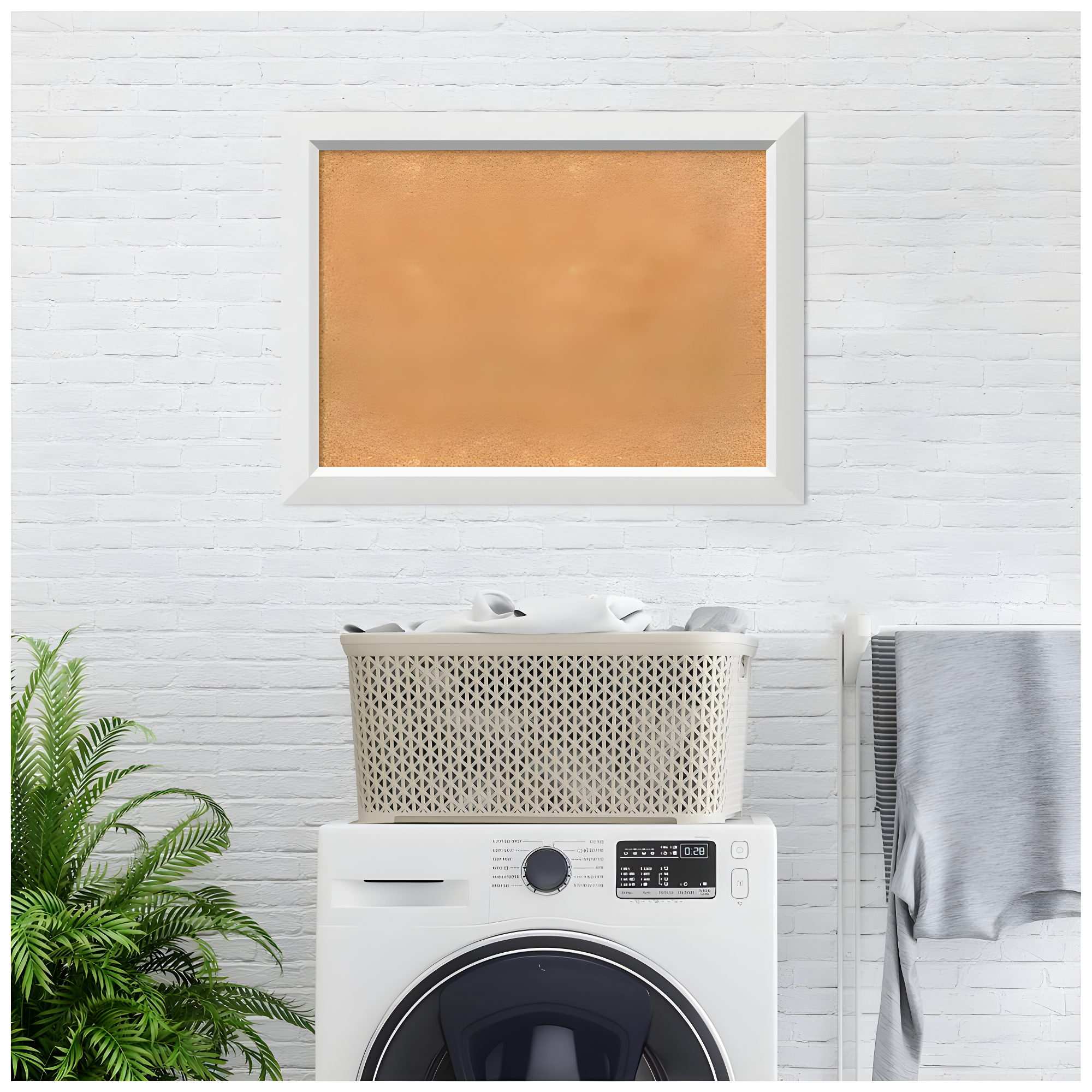 Amanti Art Natural Cork Board Wood Framed Blanco White Bulletin Board 32 in. x 24 in.