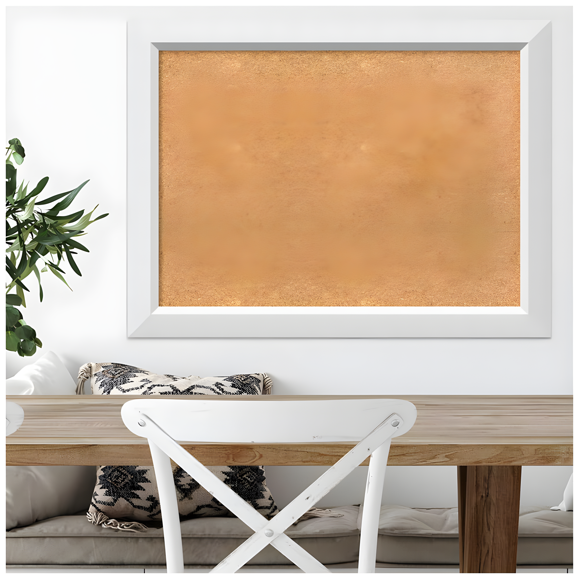 Amanti Art Natural Cork Board Wood Framed Blanco White Bulletin Board 32 in. x 24 in.