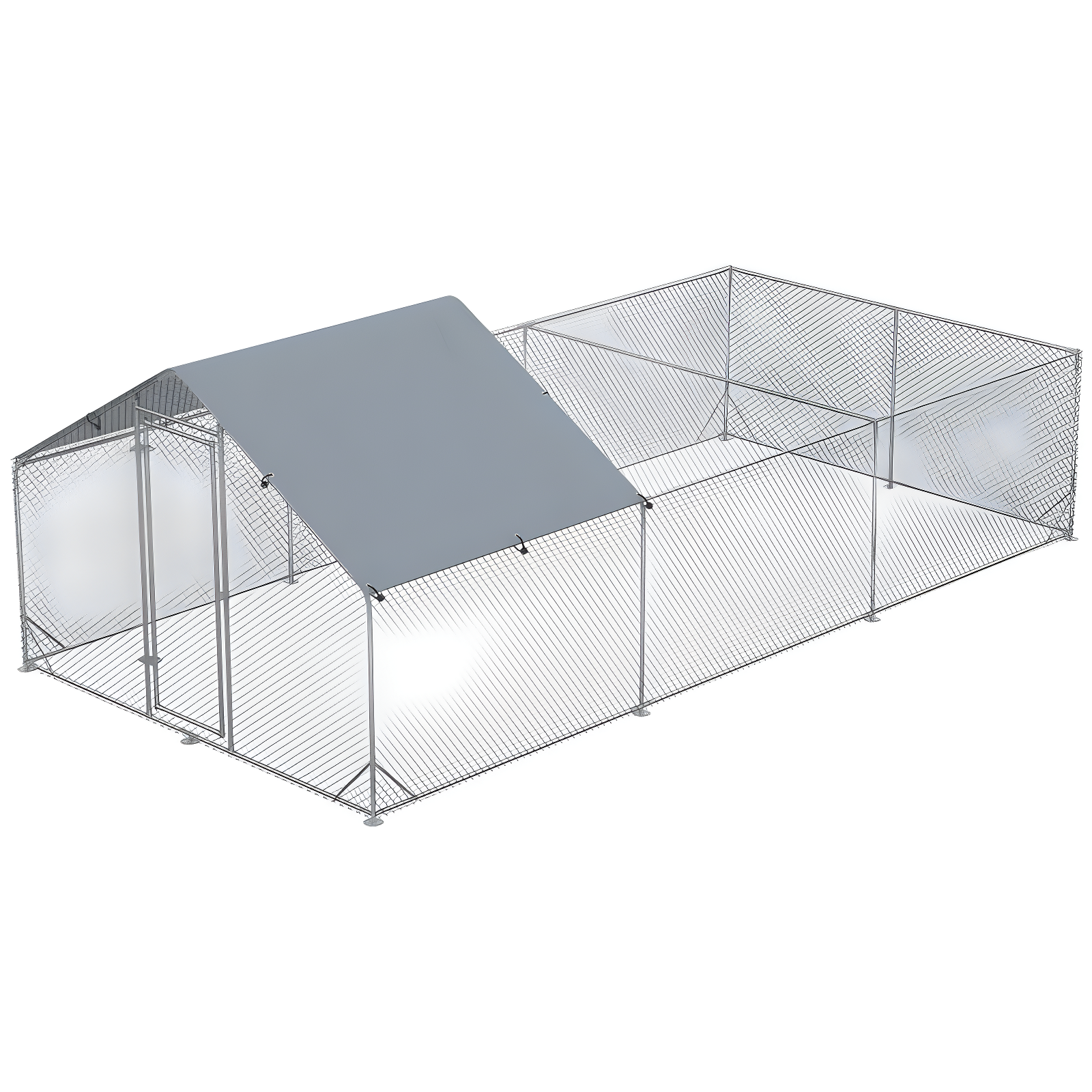 PawHut 9.8' x 19.7' x 6.4' Large Metal Chicken Coop for 18 Chickens, Walk-In Chicken Coop Run, Big Chicken House Chicken Cage Outdoor Chicken Coop