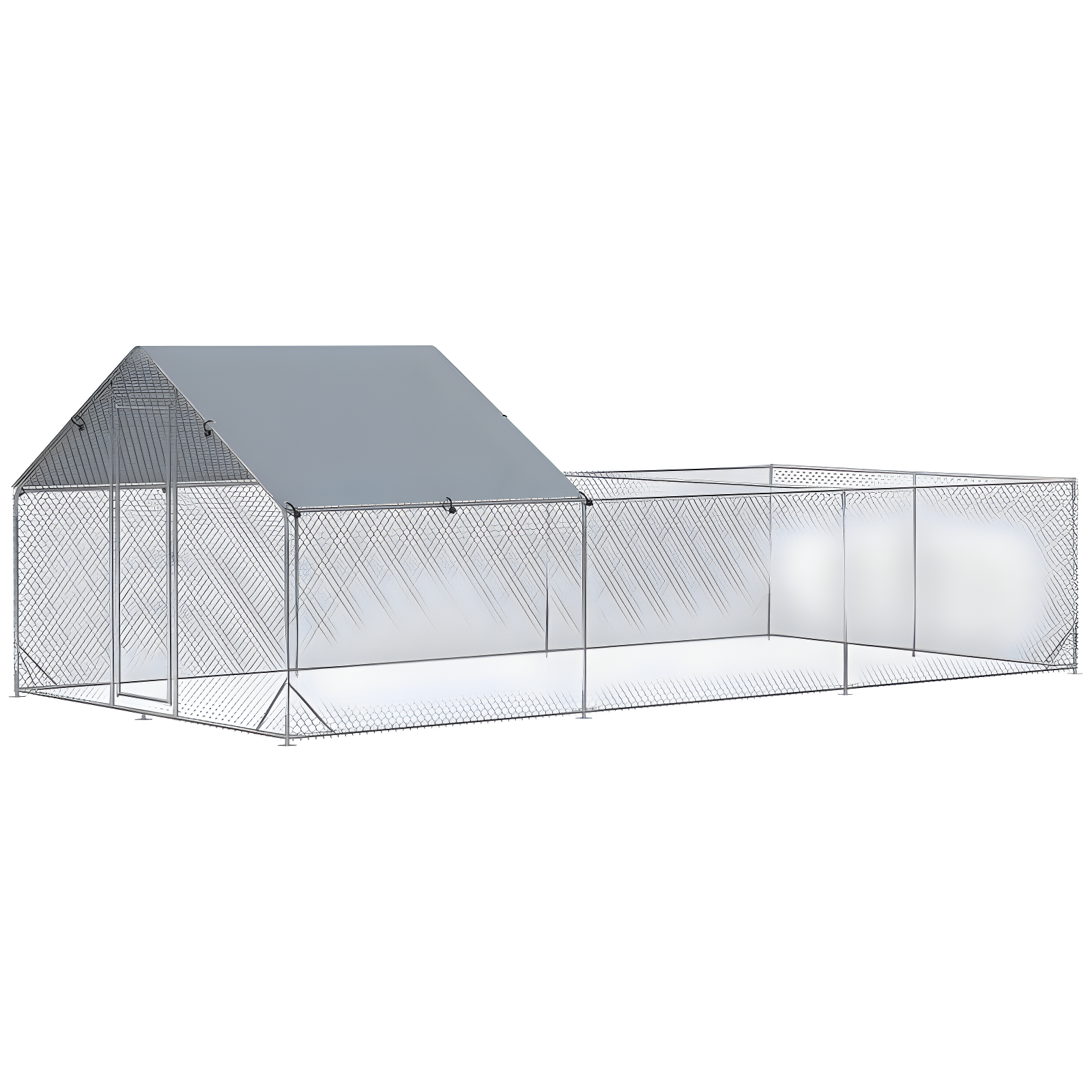 PawHut 9.8' x 19.7' x 6.4' Large Metal Chicken Coop for 18 Chickens, Walk-In Chicken Coop Run, Big Chicken House Chicken Cage Outdoor Chicken Coop