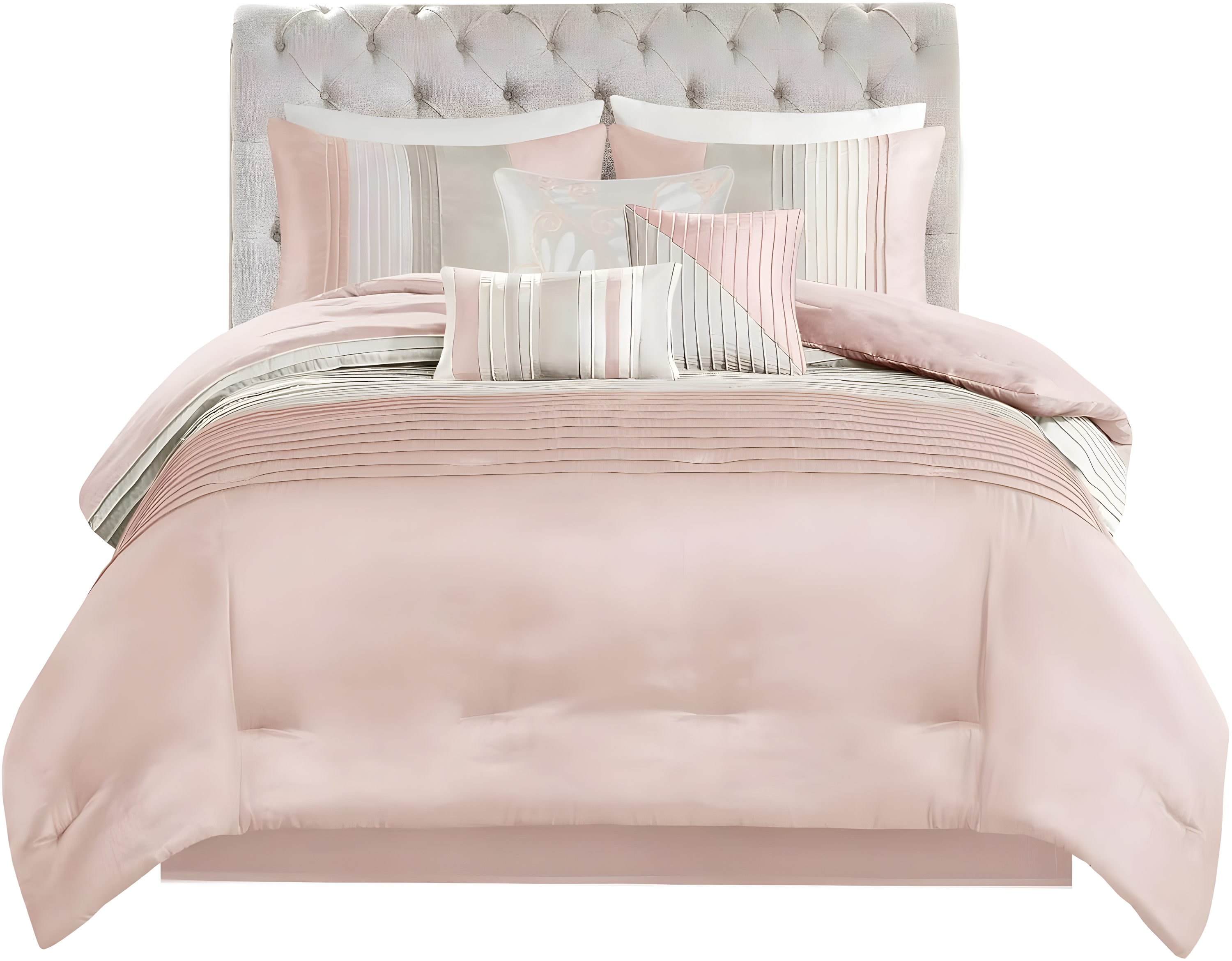 Madison Park Amherst 7 Piece Striped and Pleated Comforter Set & Reviews | Wayfair