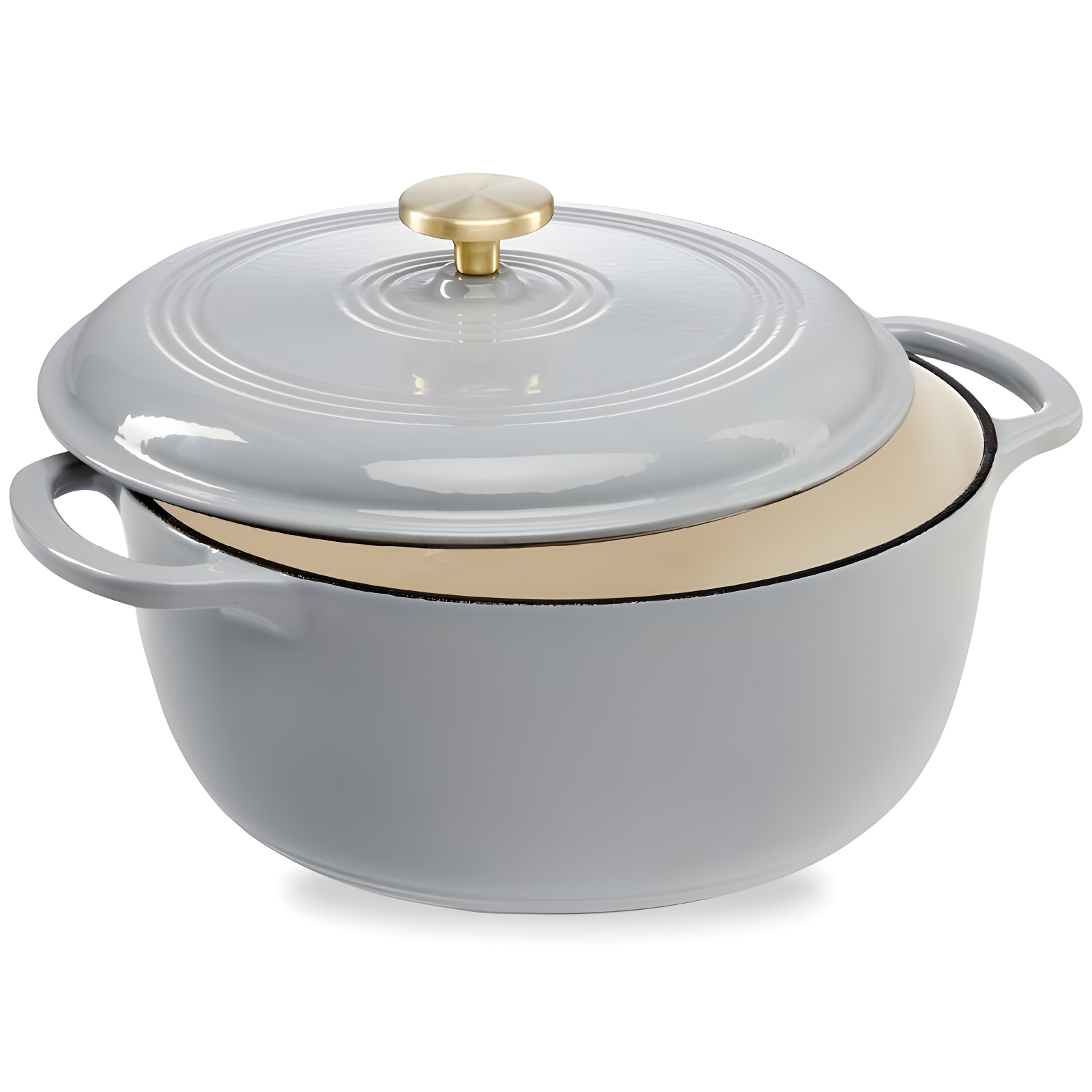Enamel Cast-Iron Dutch Oven, Heavy-Duty Cookware w/ Dual Handles, Lid
