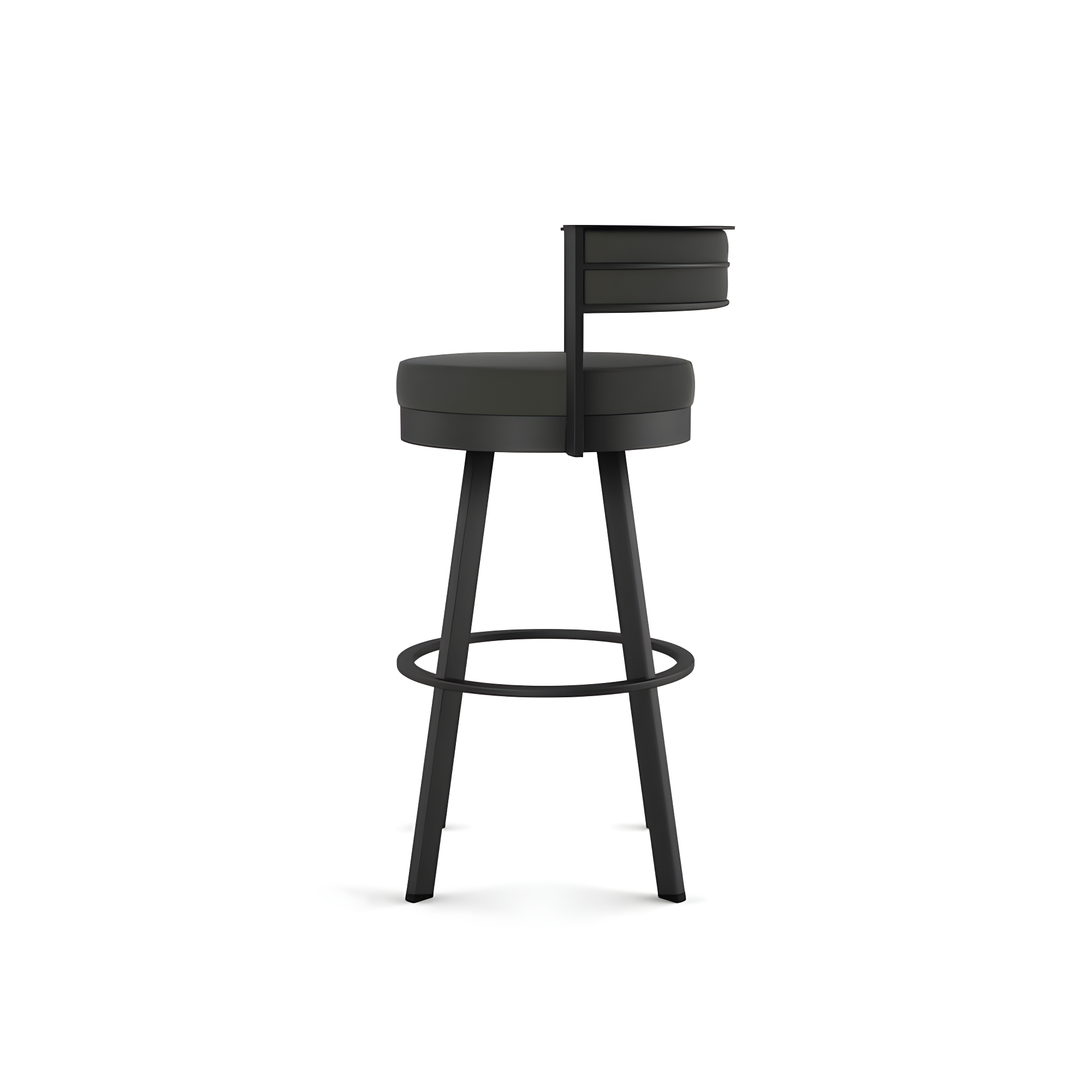 Amisco Browser Upholstered Counter Height Barstool Gray/Black: 10-Year Warranty, Steel Frame, Polyester