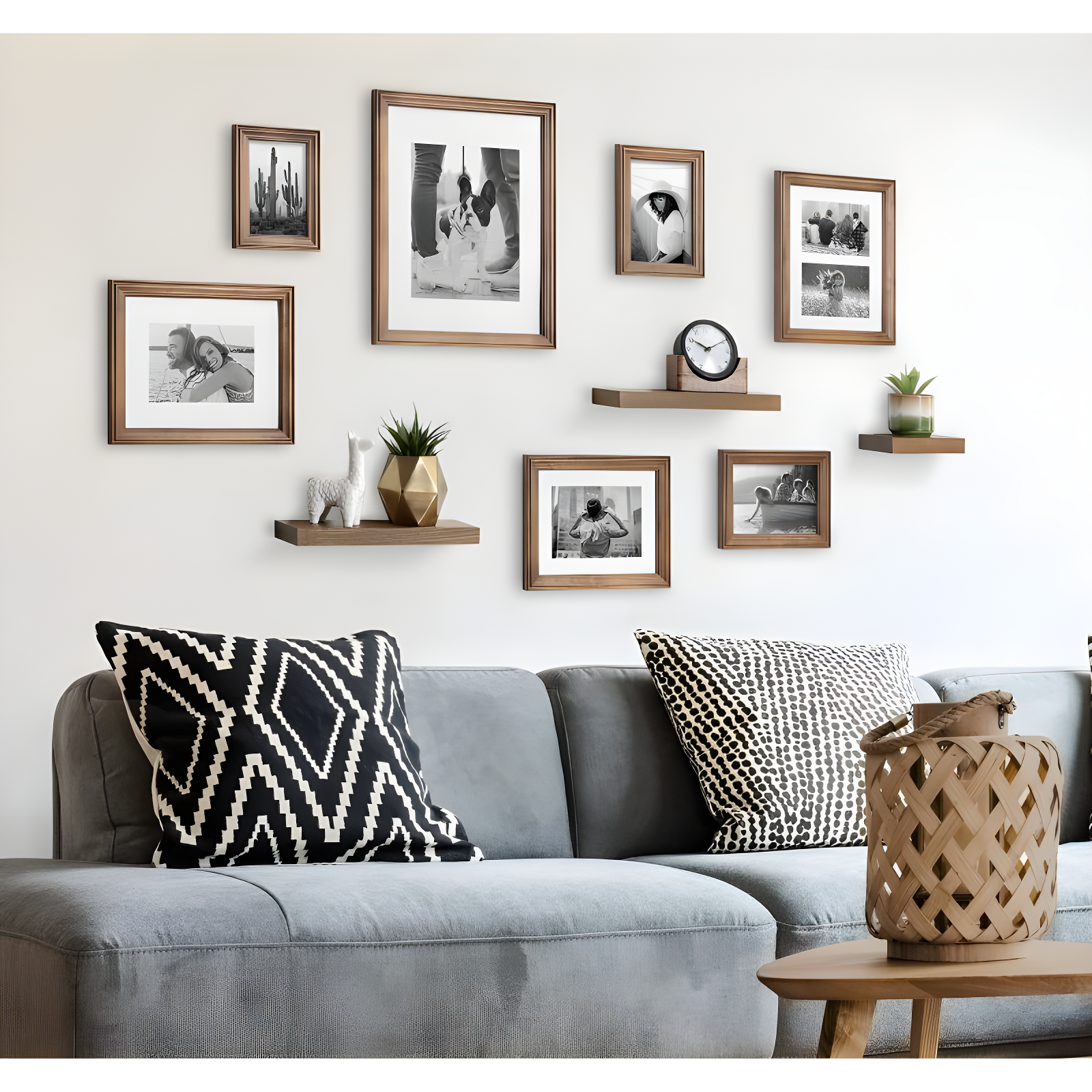 10pc Bordeaux Frame Box Set Natural: Wall Gallery Kit, Wood Shelves, Multi-Size Frames - Kate & Laurel All Things Decor