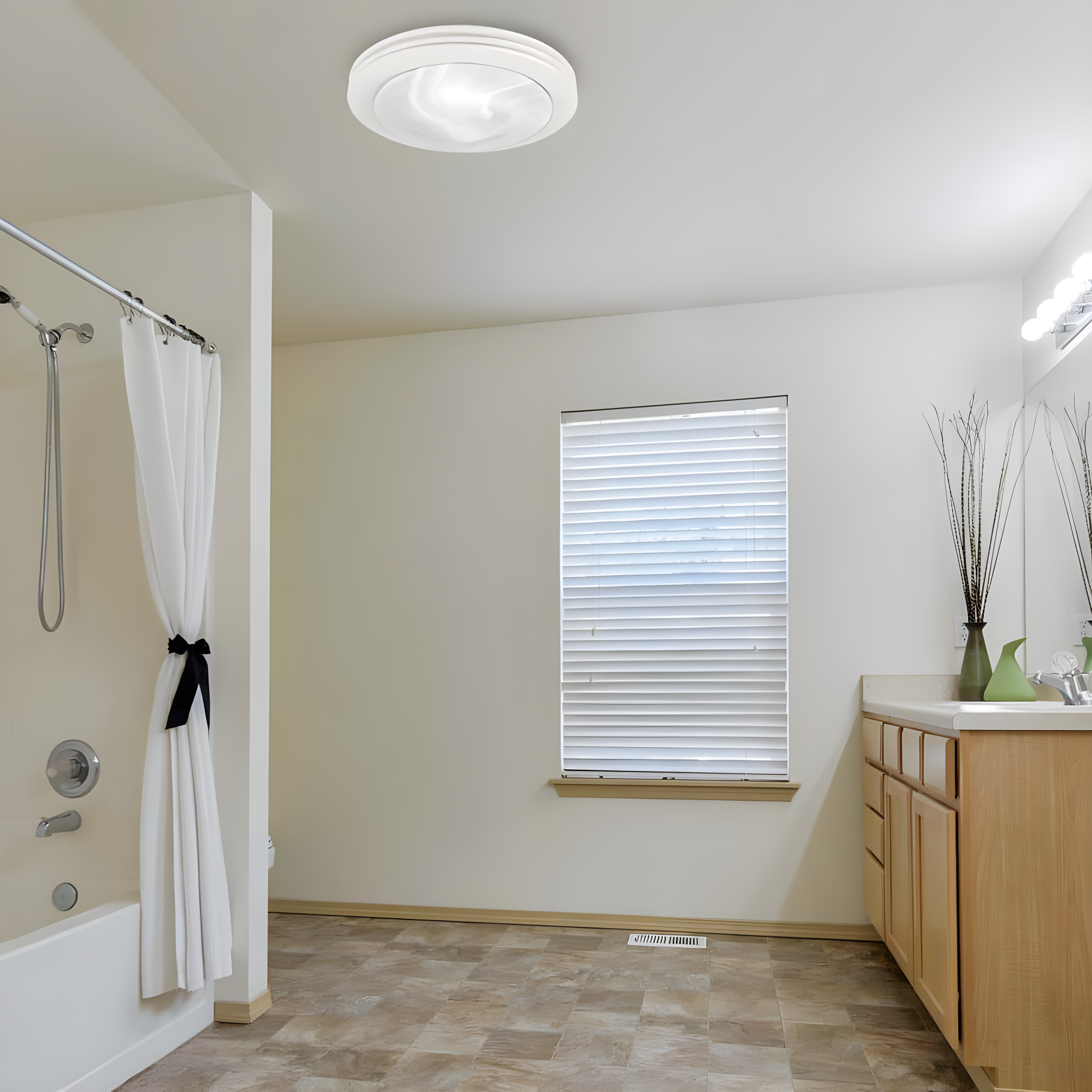Akicon AK1480-SW 80 CFM Bathroom Fan with LED Light Round Ceiling Exhaust Ventilation Fan