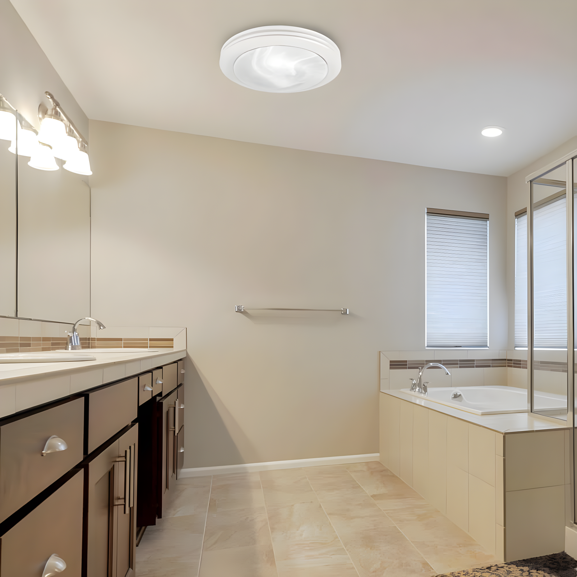 Akicon AK1480-SW 80 CFM Bathroom Fan with LED Light Round Ceiling Exhaust Ventilation Fan