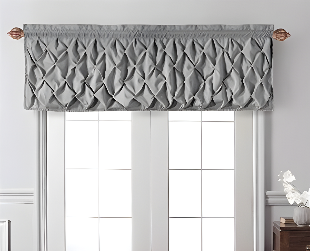 Carmen Solid Pintuck Curtain Valance, 60" x 20"