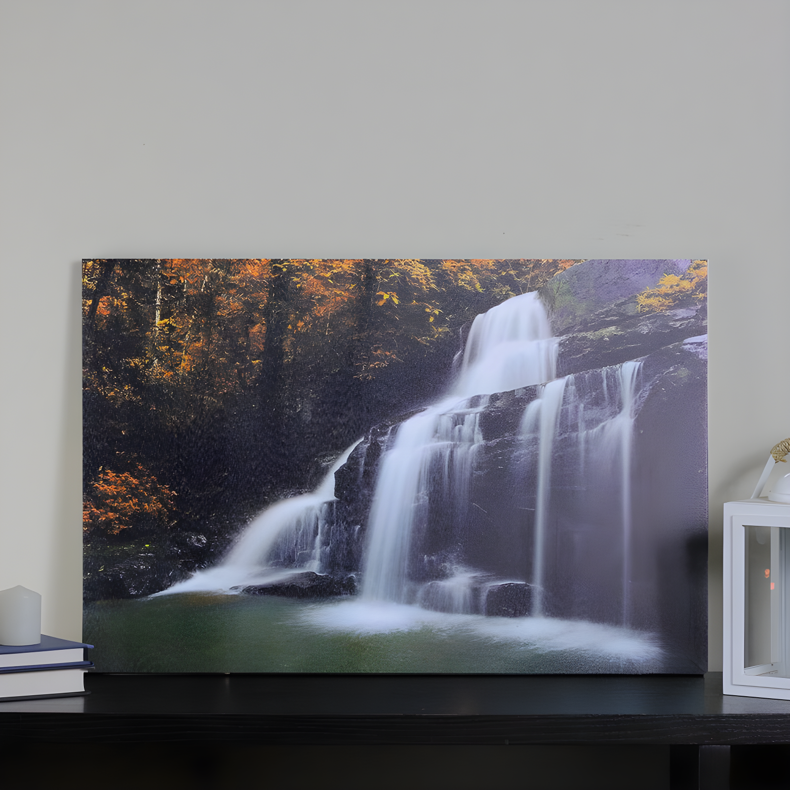 Northlight Seasonal 23.5" Natures Woods Autumn Waterfall Scene Canvas Wall Art