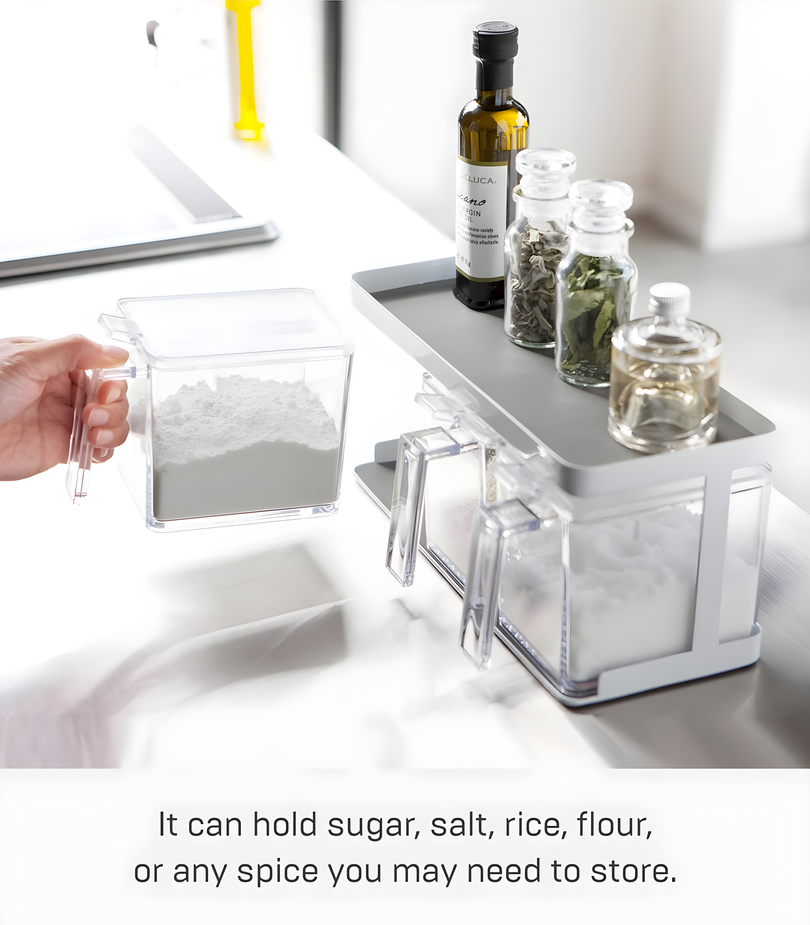 Yamazaki Home Tower Yamazaki Home Pantry Canisters With Rack, Kitchen Organizer, Triple, Steel + Plastic, Handles & Reviews | Wayfair