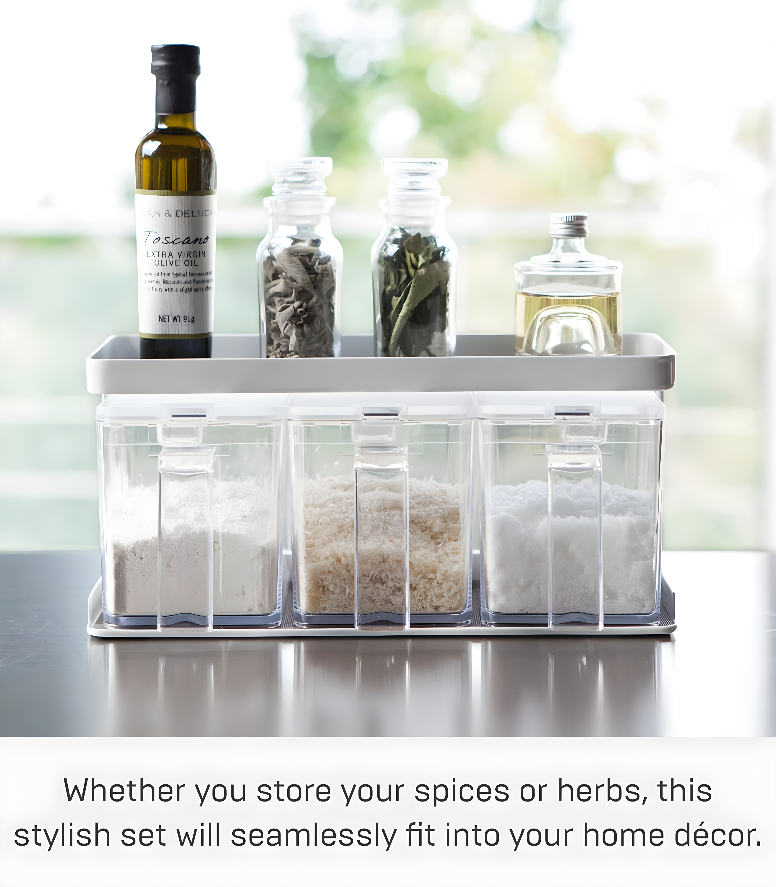 Yamazaki Home Tower Yamazaki Home Pantry Canisters With Rack, Kitchen Organizer, Triple, Steel + Plastic, Handles & Reviews | Wayfair
