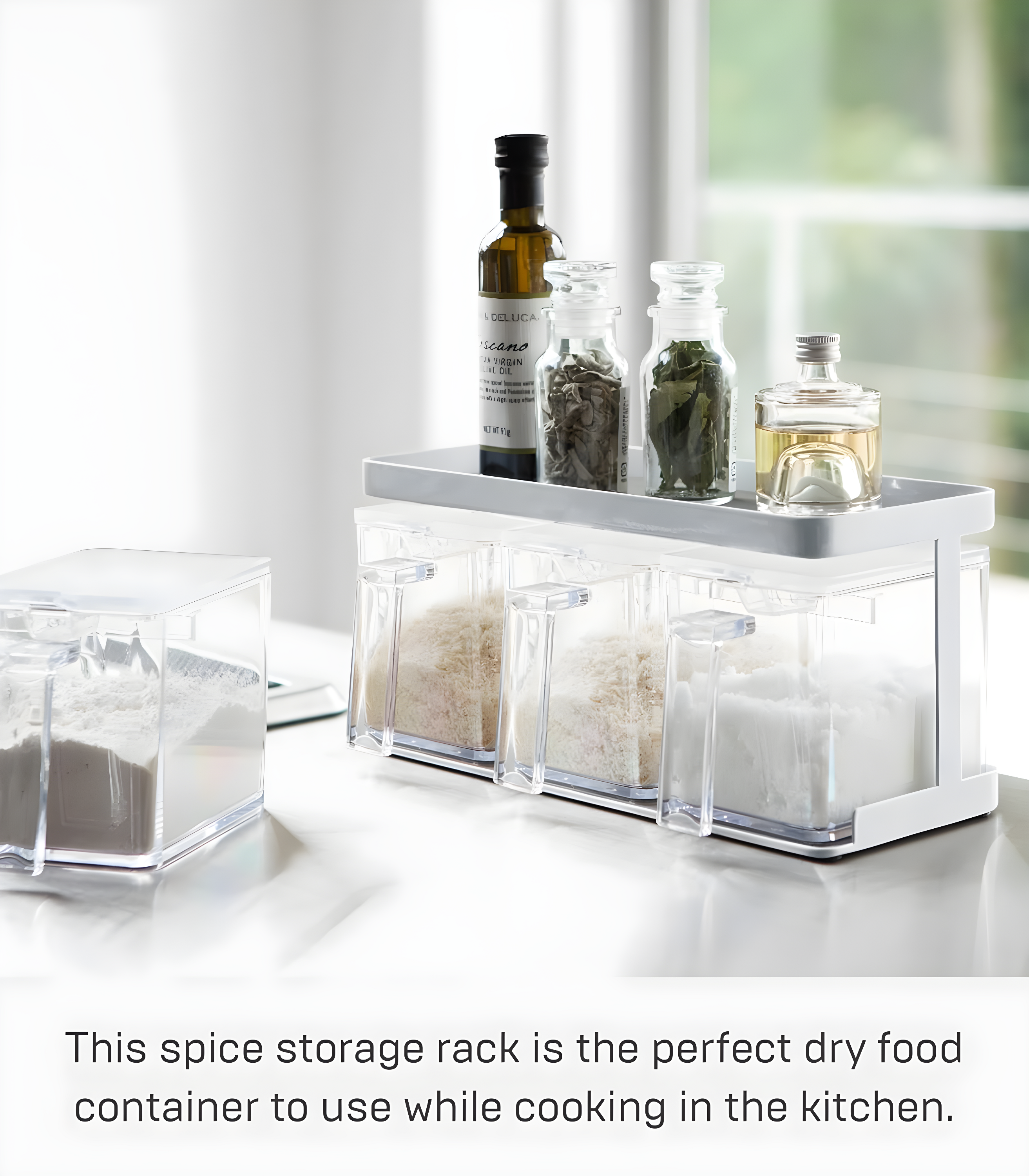 Yamazaki Home Tower Yamazaki Home Pantry Canisters With Rack, Kitchen Organizer, Triple, Steel + Plastic, Handles & Reviews | Wayfair